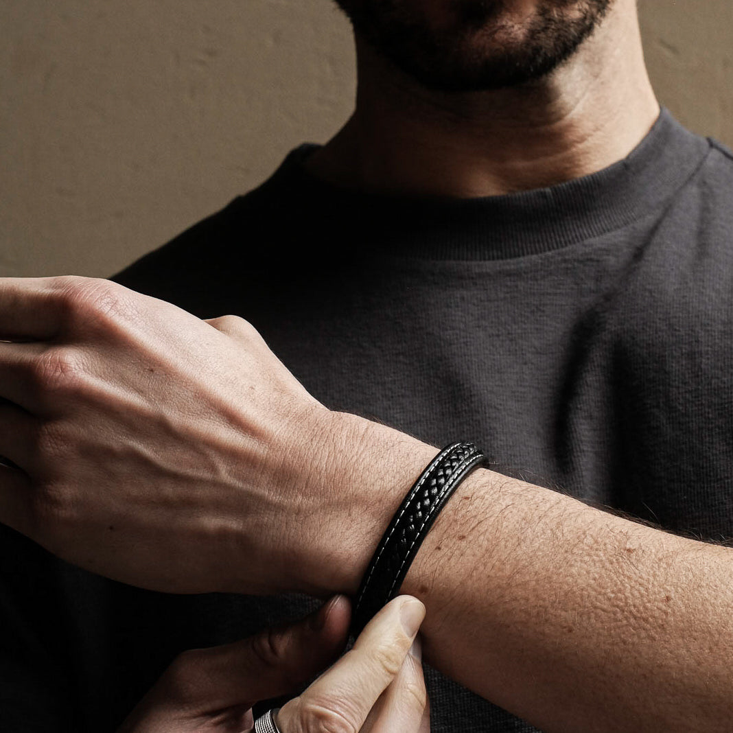 Black Braided Gold Stainless Steel Bracelet