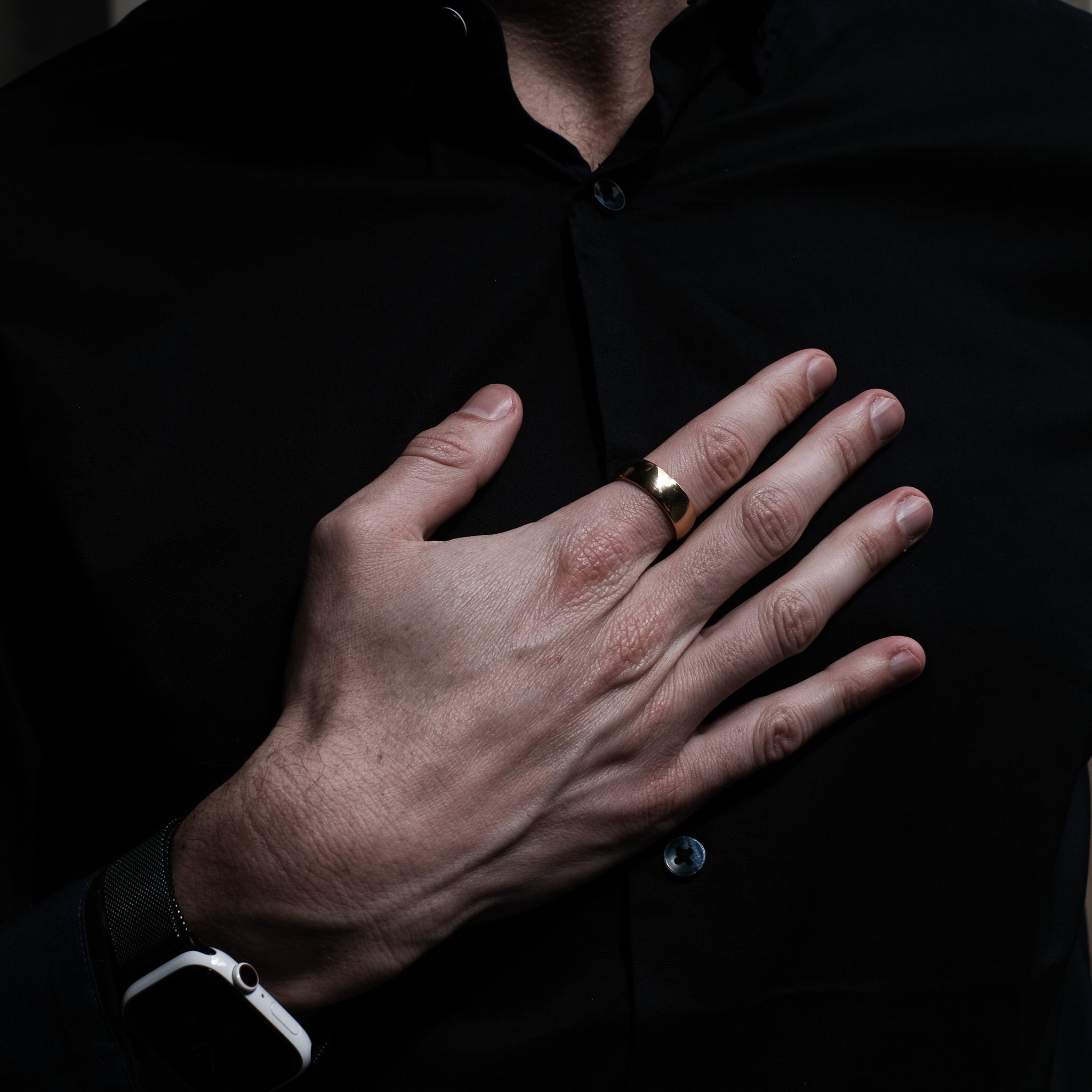 The Bond - Gold 8mm Tungsten Gloss Finish Curved Ring