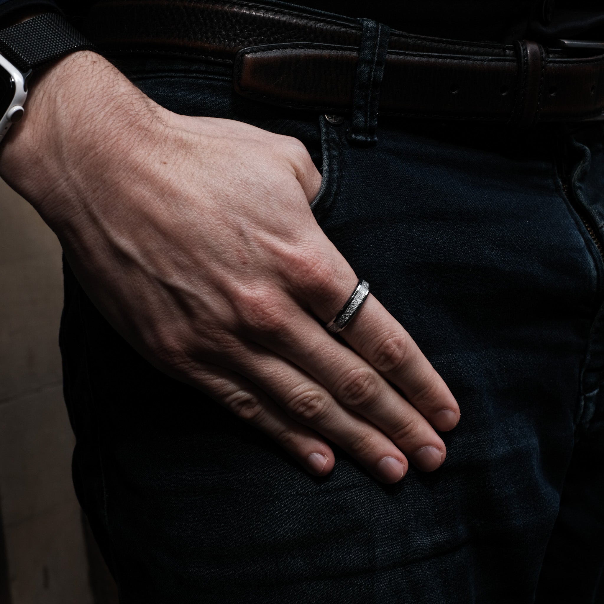 The Eternal - Silver 6mm Meteorite Tungsten Ring