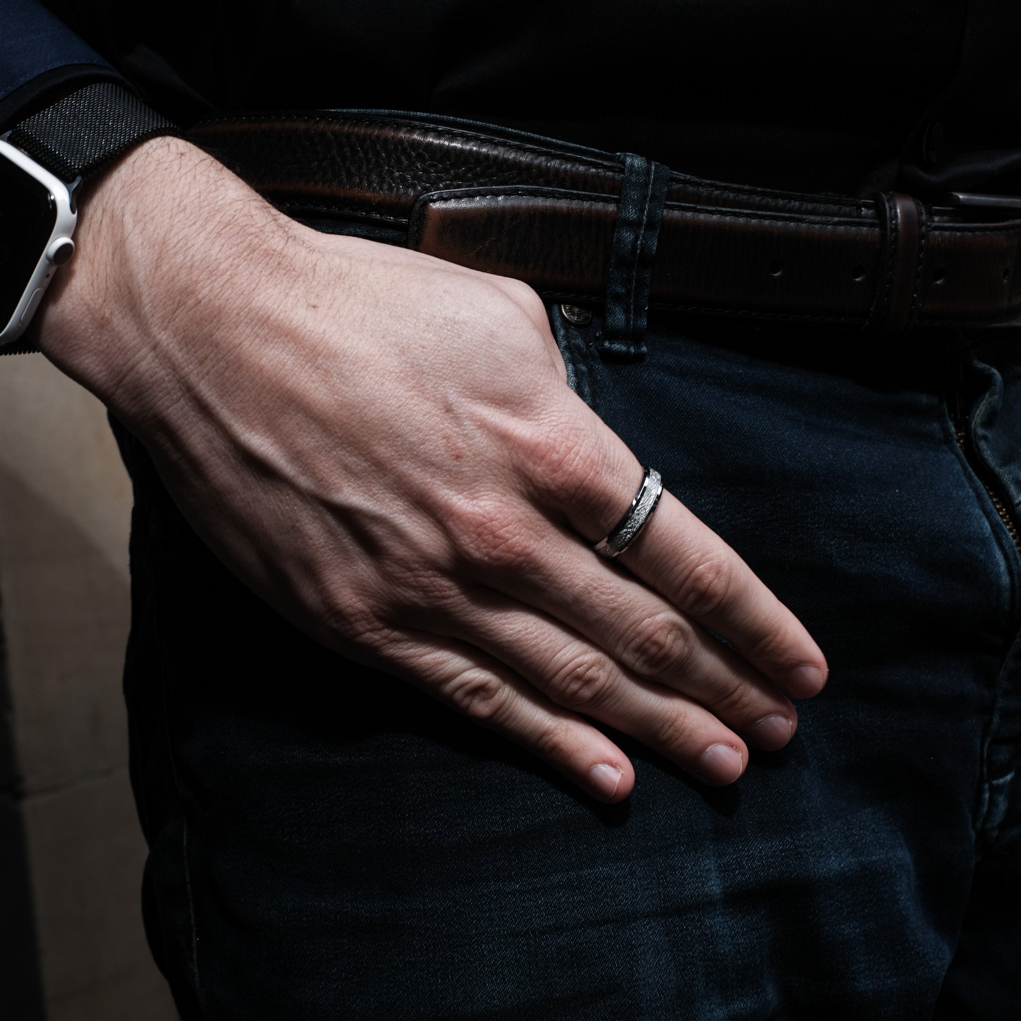 The Eternal - Silver 6mm Meteorite Tungsten Ring