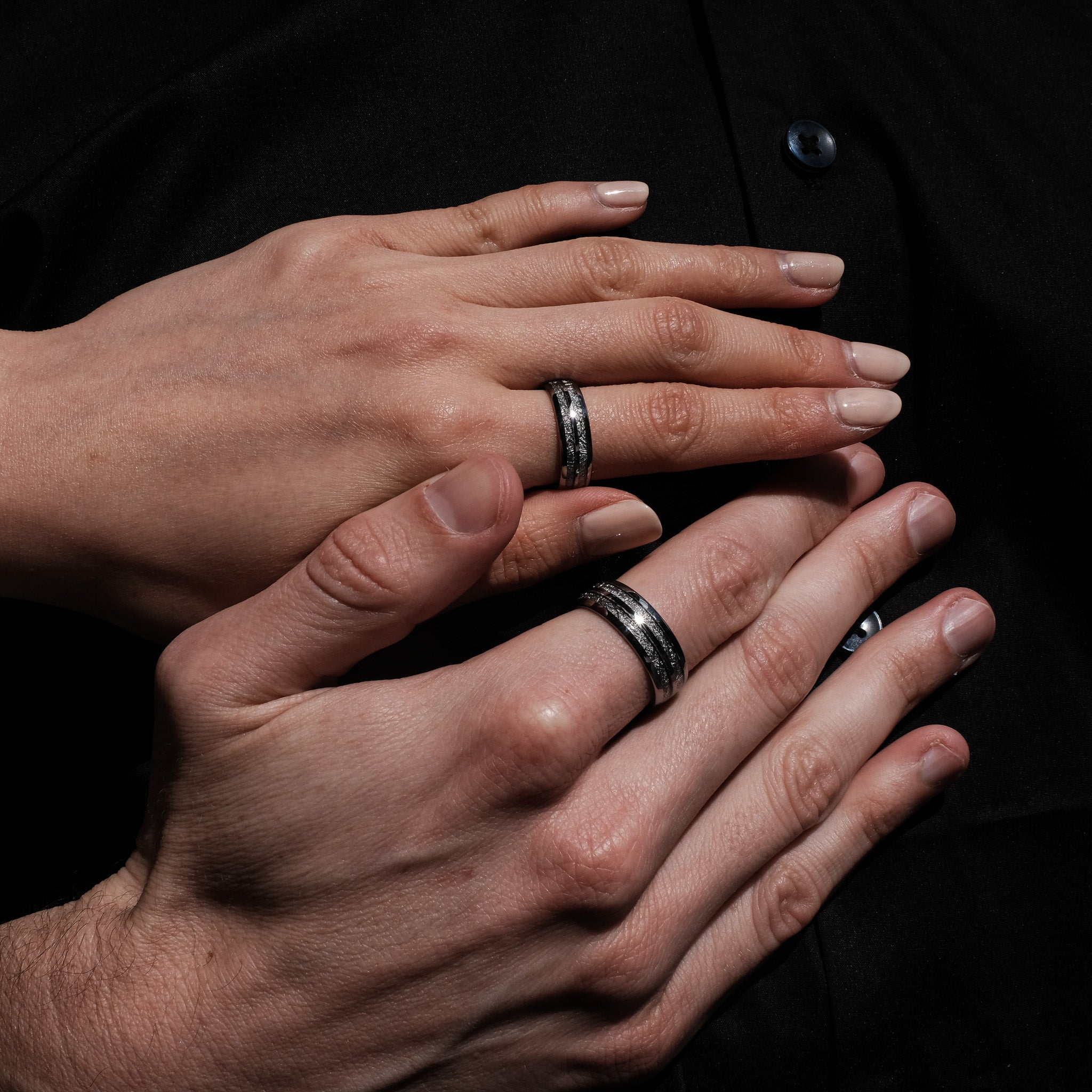 The Illuminate - Silver 8mm Meteorite Tungsten Ring