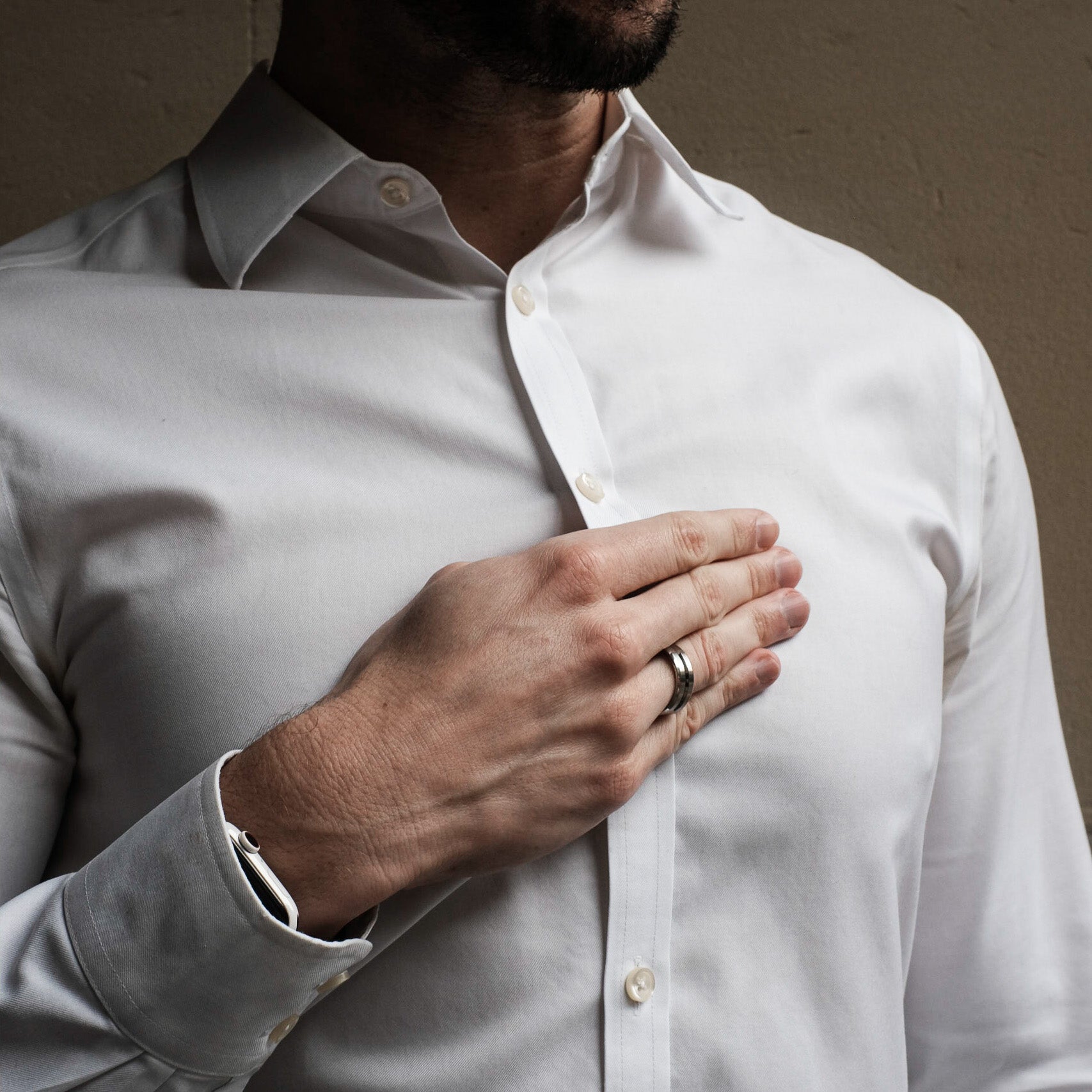 The Hanks - Brushed Beveled Titanium Ring