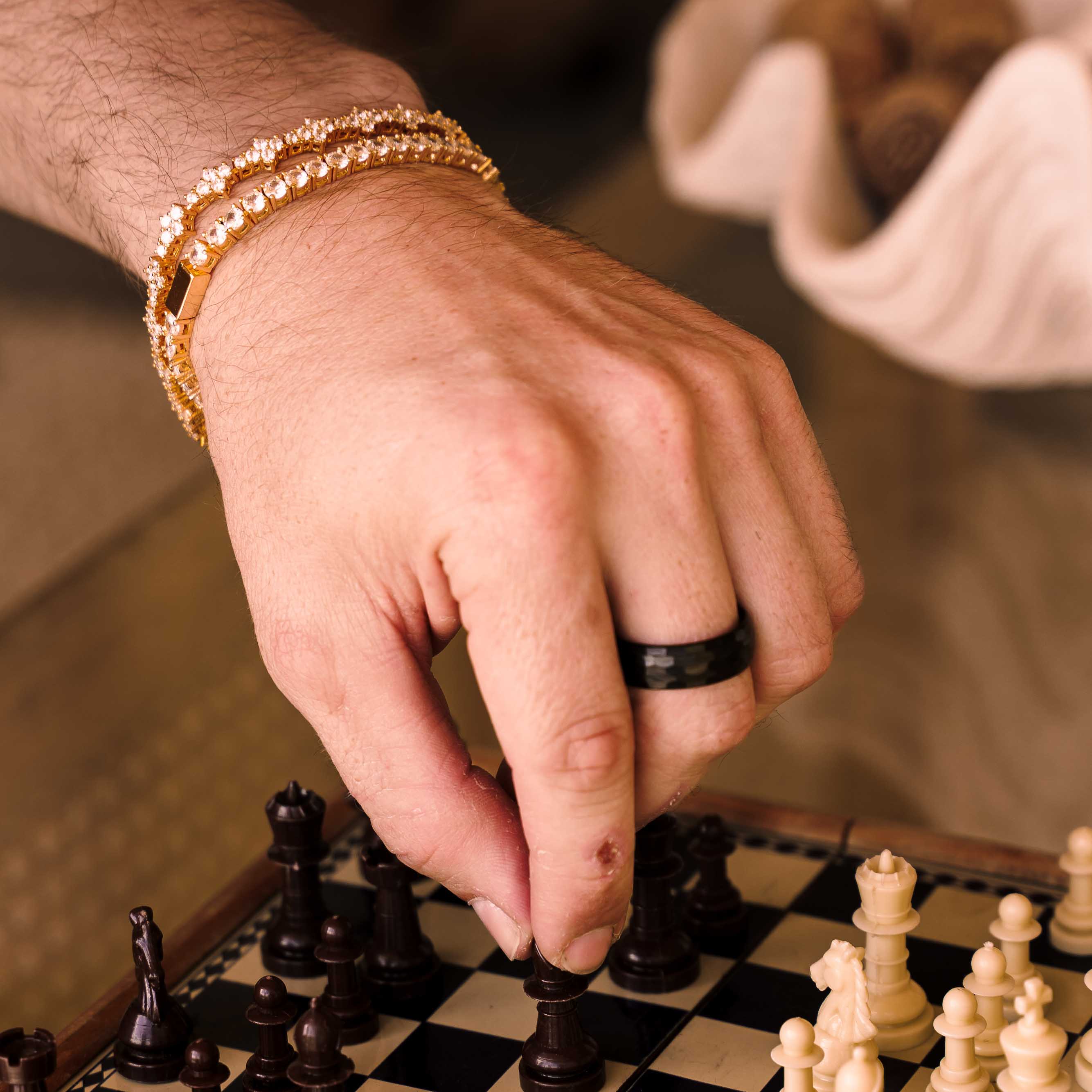 The Dusk - Black 8mm Hammered Tungsten Ring
