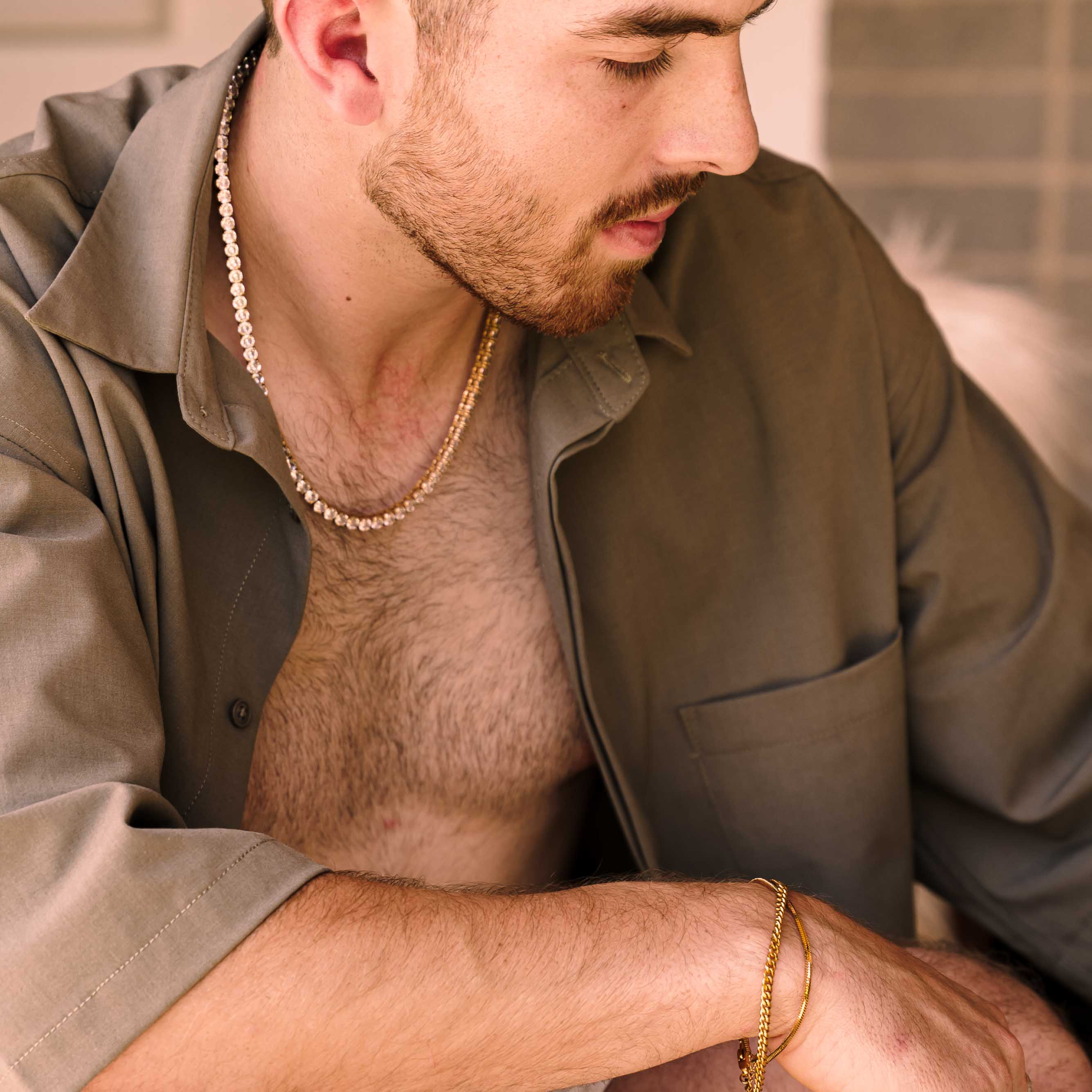 Tennis Chain Necklace (Gold)