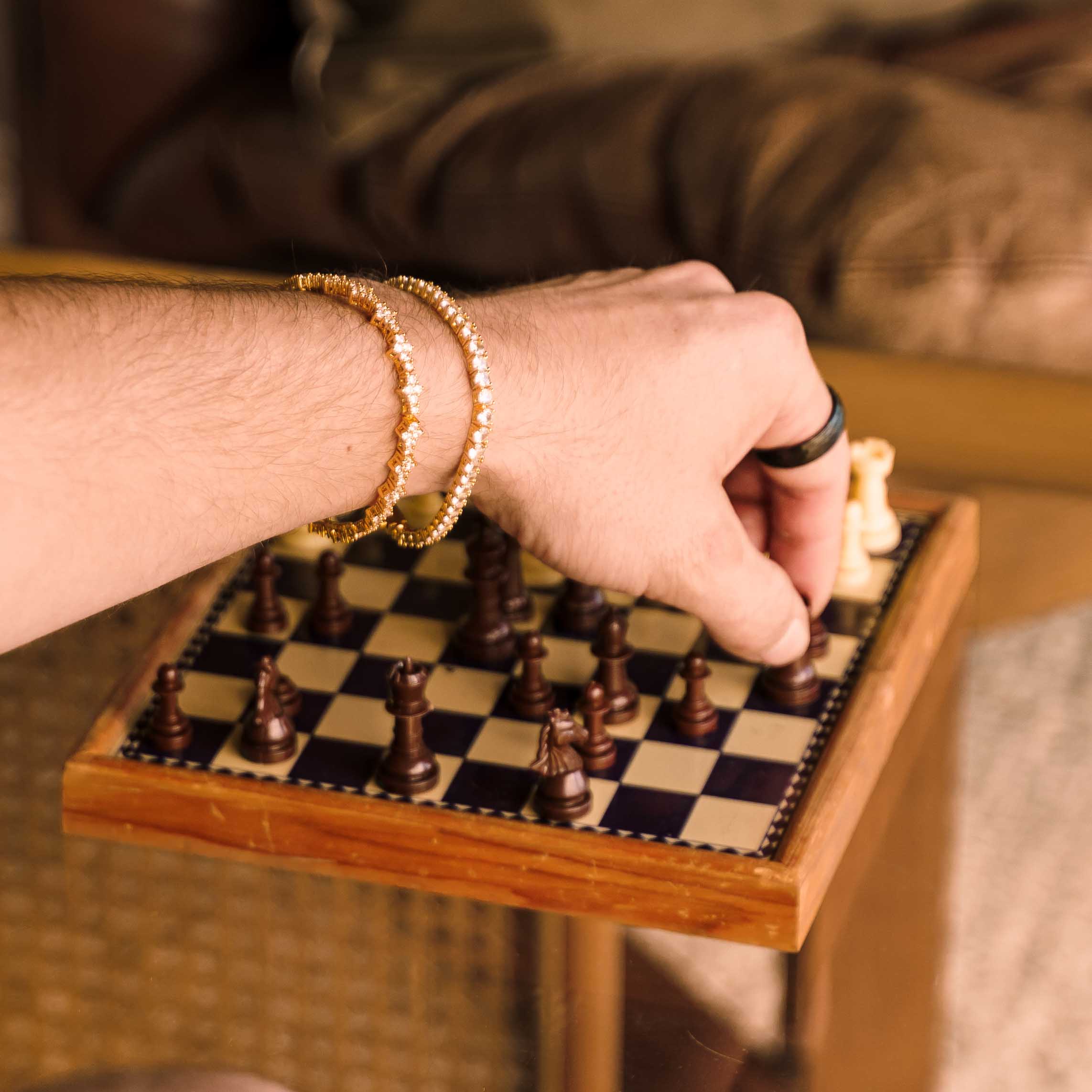 Clover Tennis Iced Chain Bracelet (Gold)
