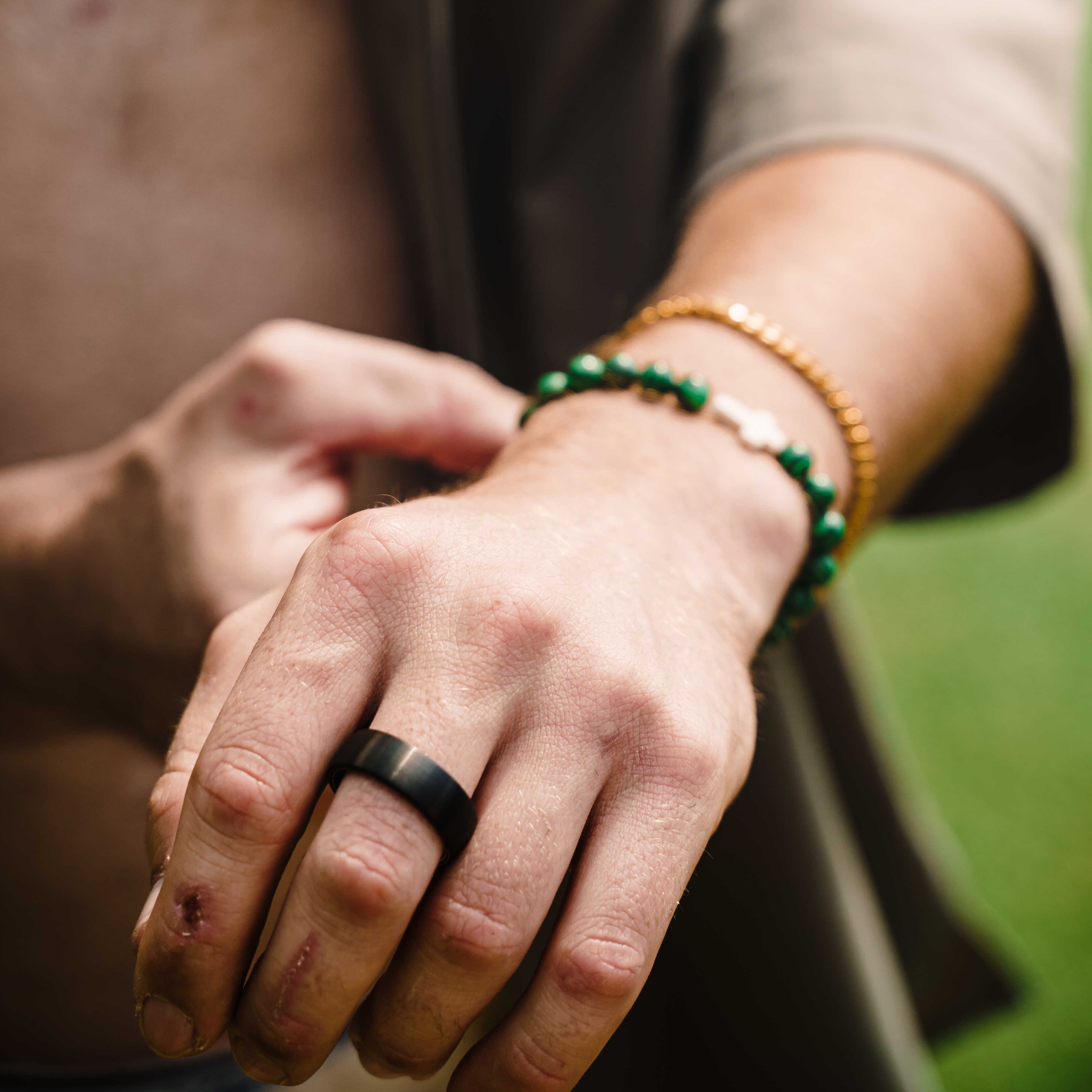 The Phantom - Black Brushed Curved Tungsten Ring
