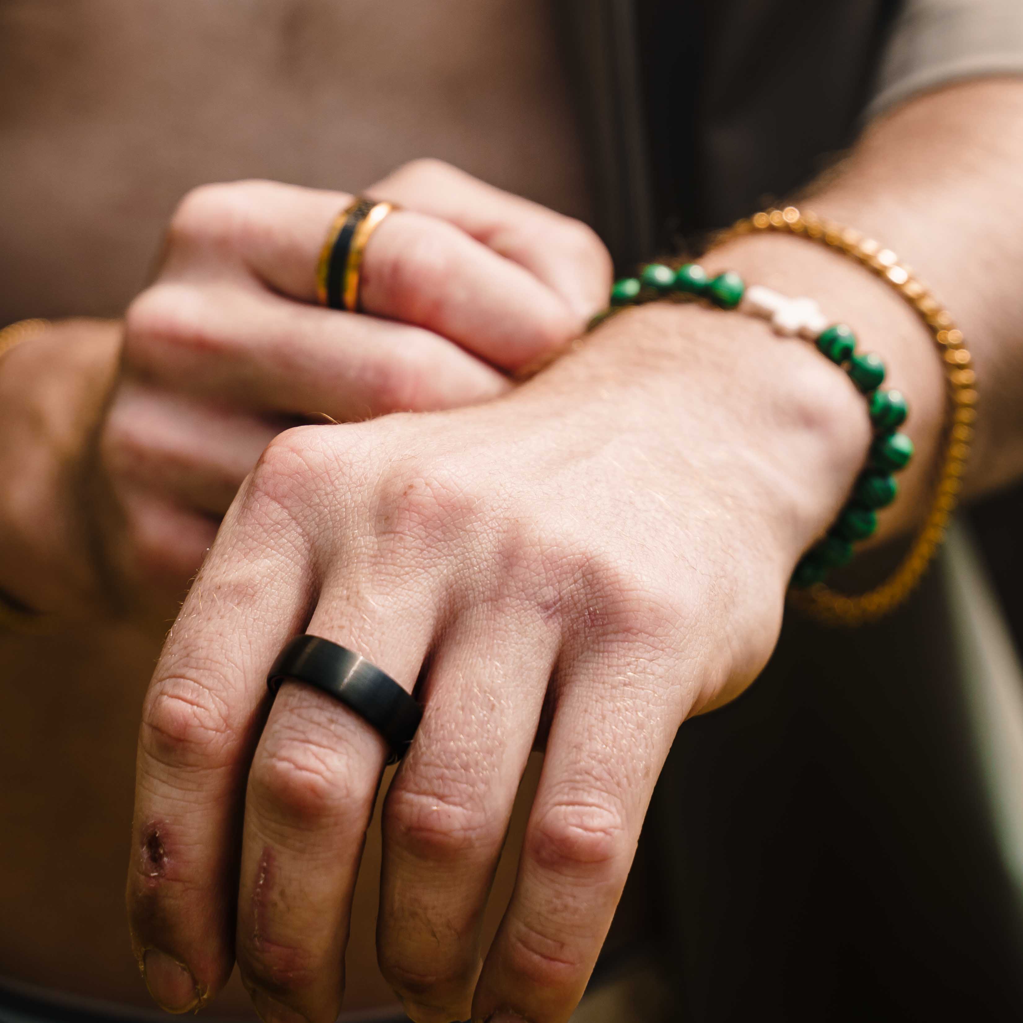 The Phantom - Black Brushed Curved Tungsten Ring