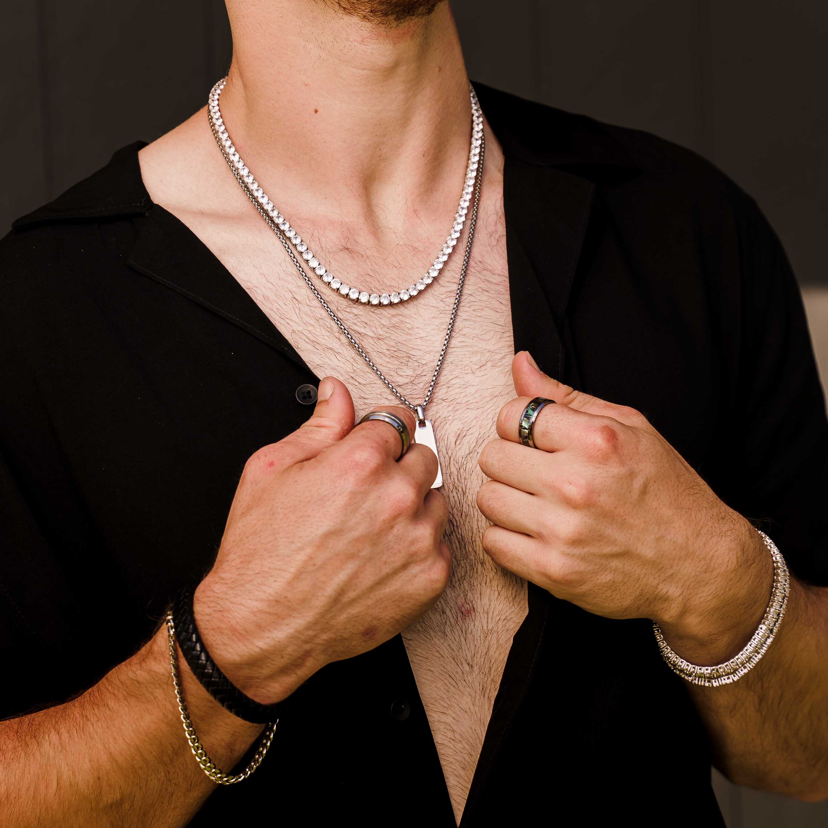 Tennis Chain Necklace (Silver)