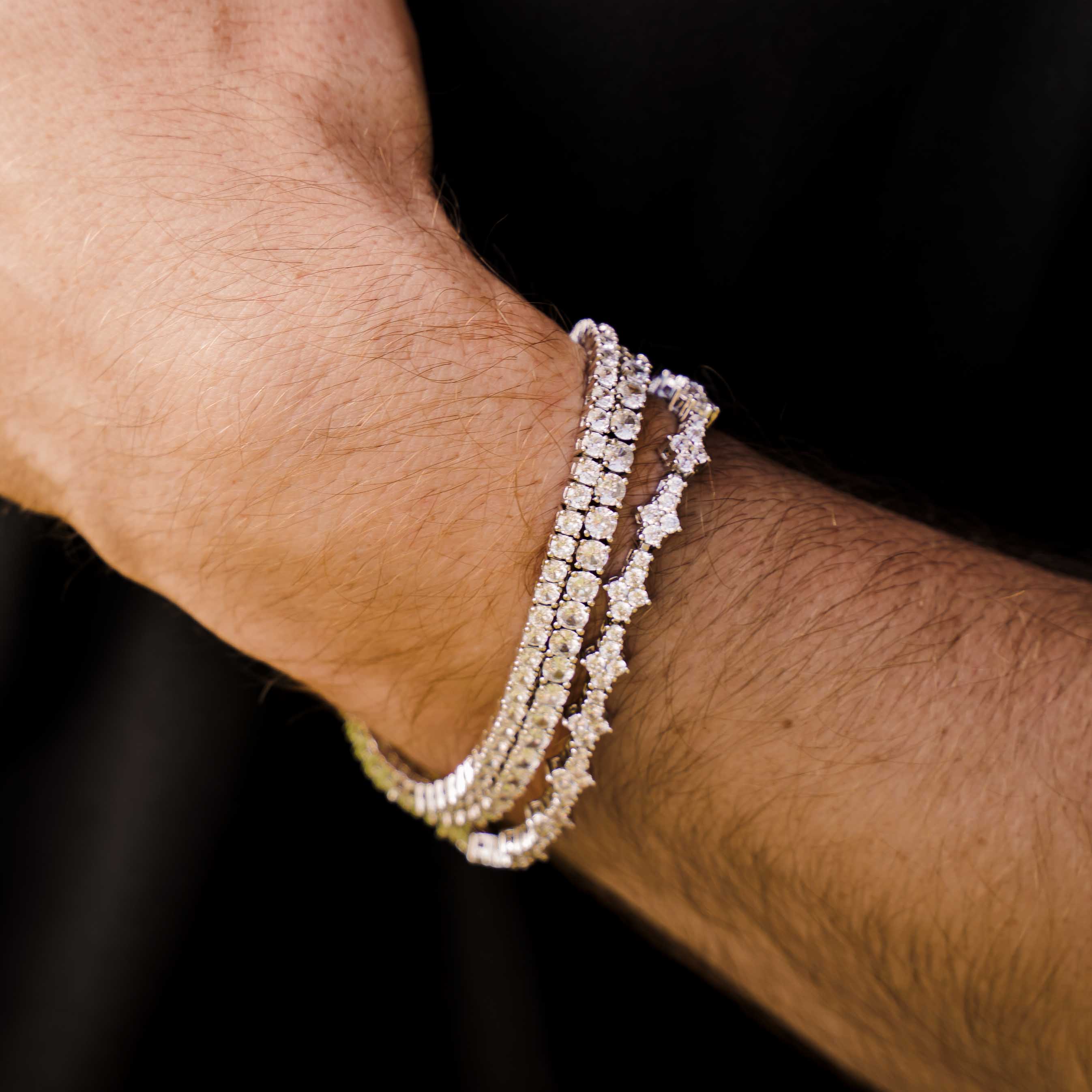 Clover Tennis Iced Chain Bracelet (Silver)