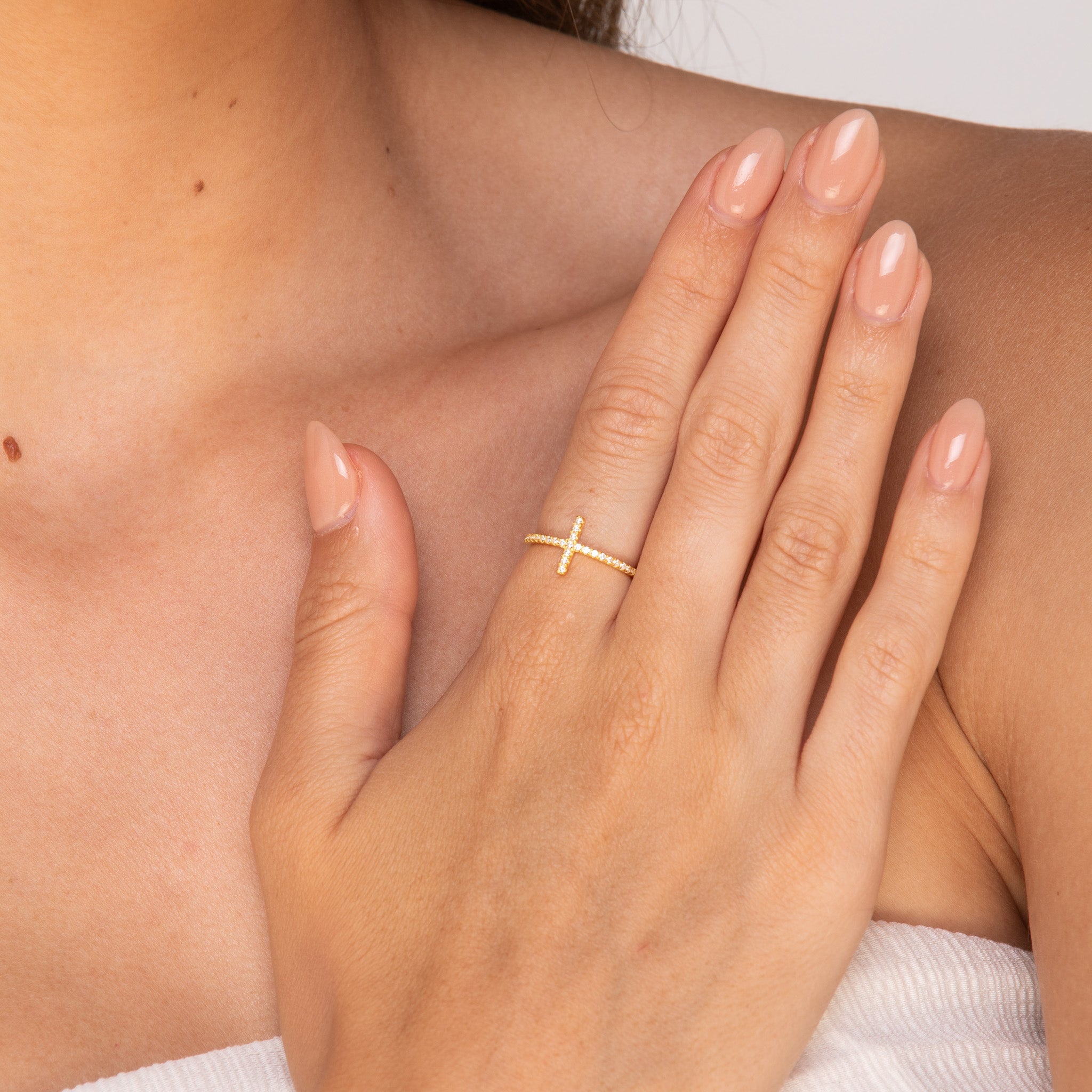 The Addison - Women's Cross Sapphire Engagement Wedding Ring