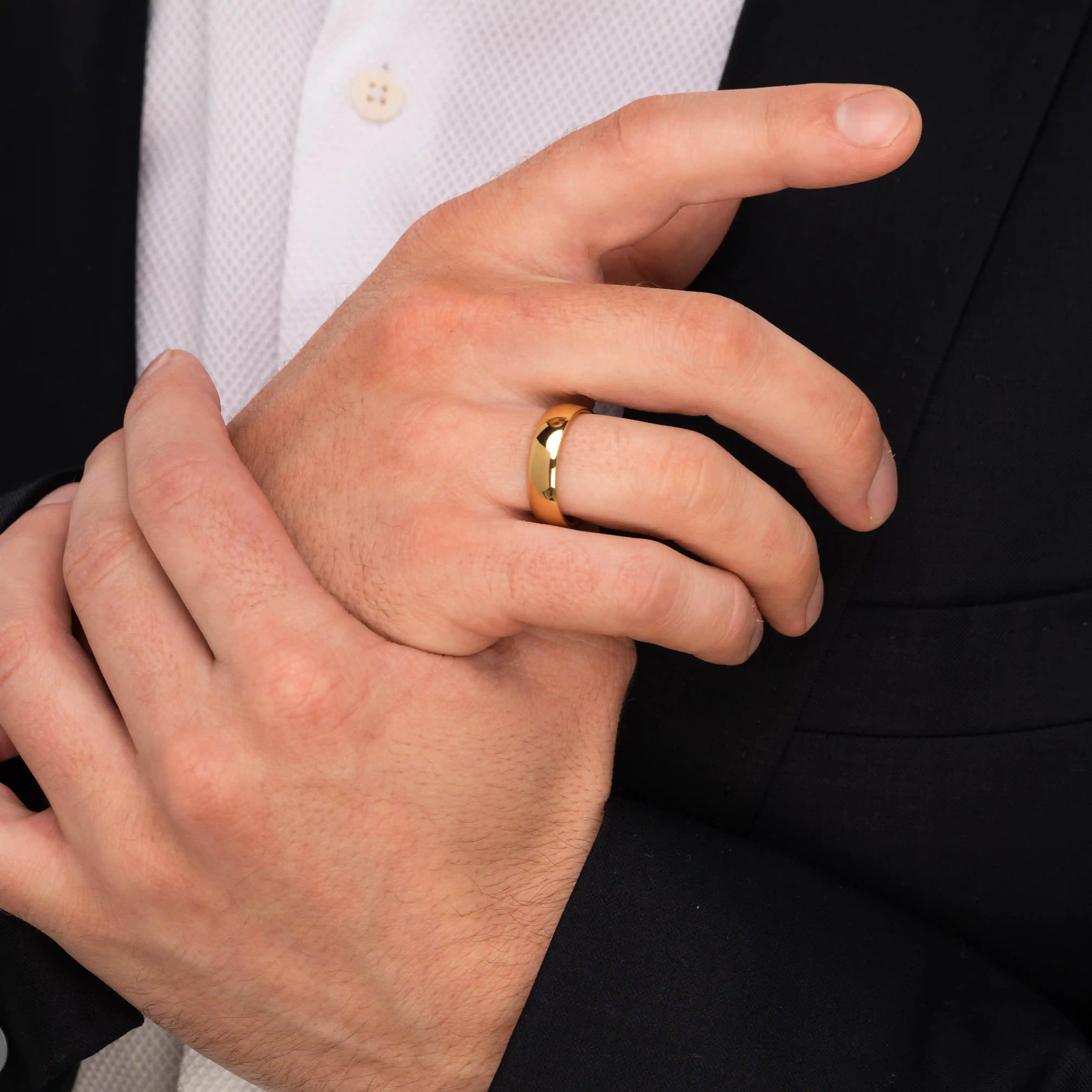 The Bond - Gold 6mm Tungsten Gloss Finish Curved Ring