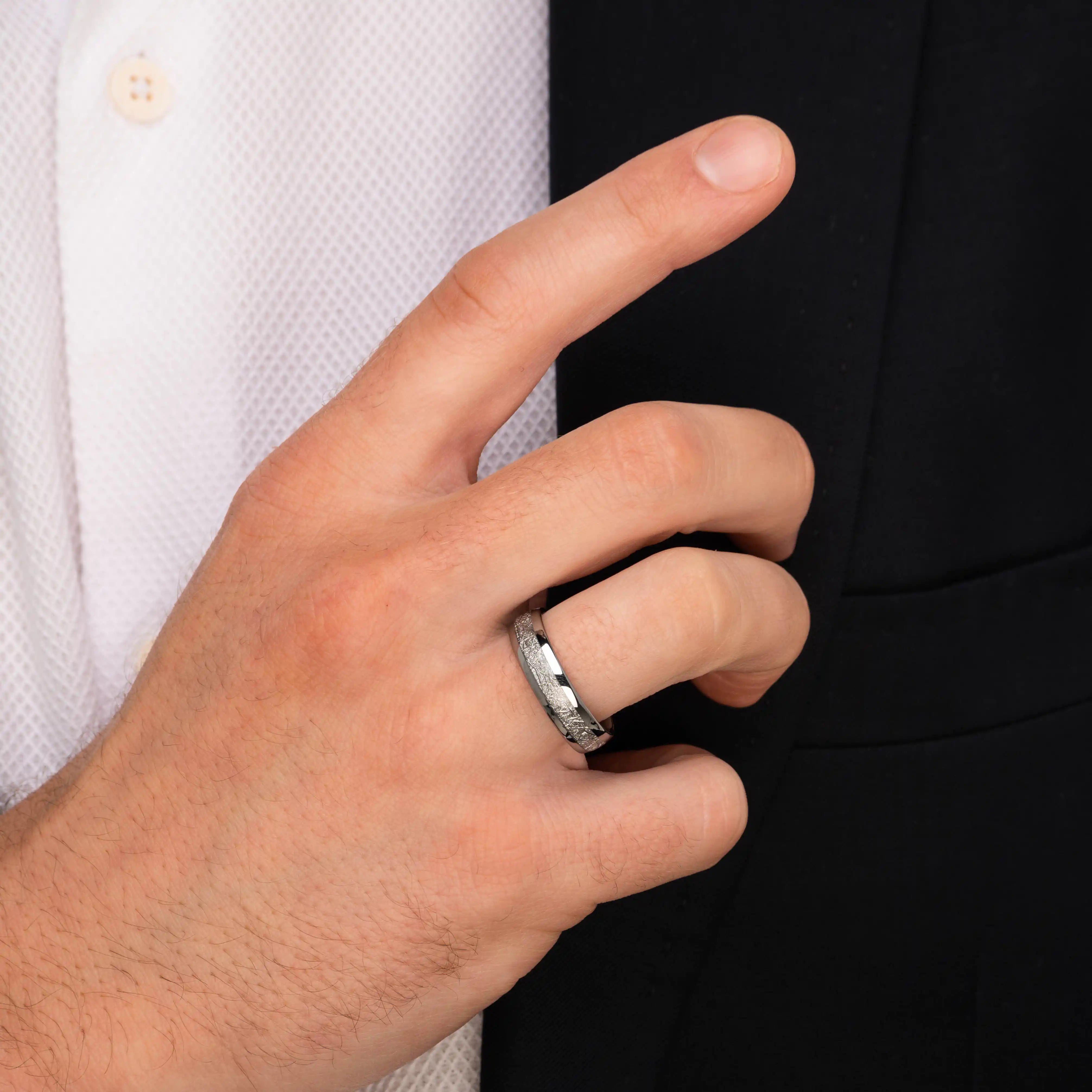 The Eternal - Silver 6mm Meteorite Tungsten Ring