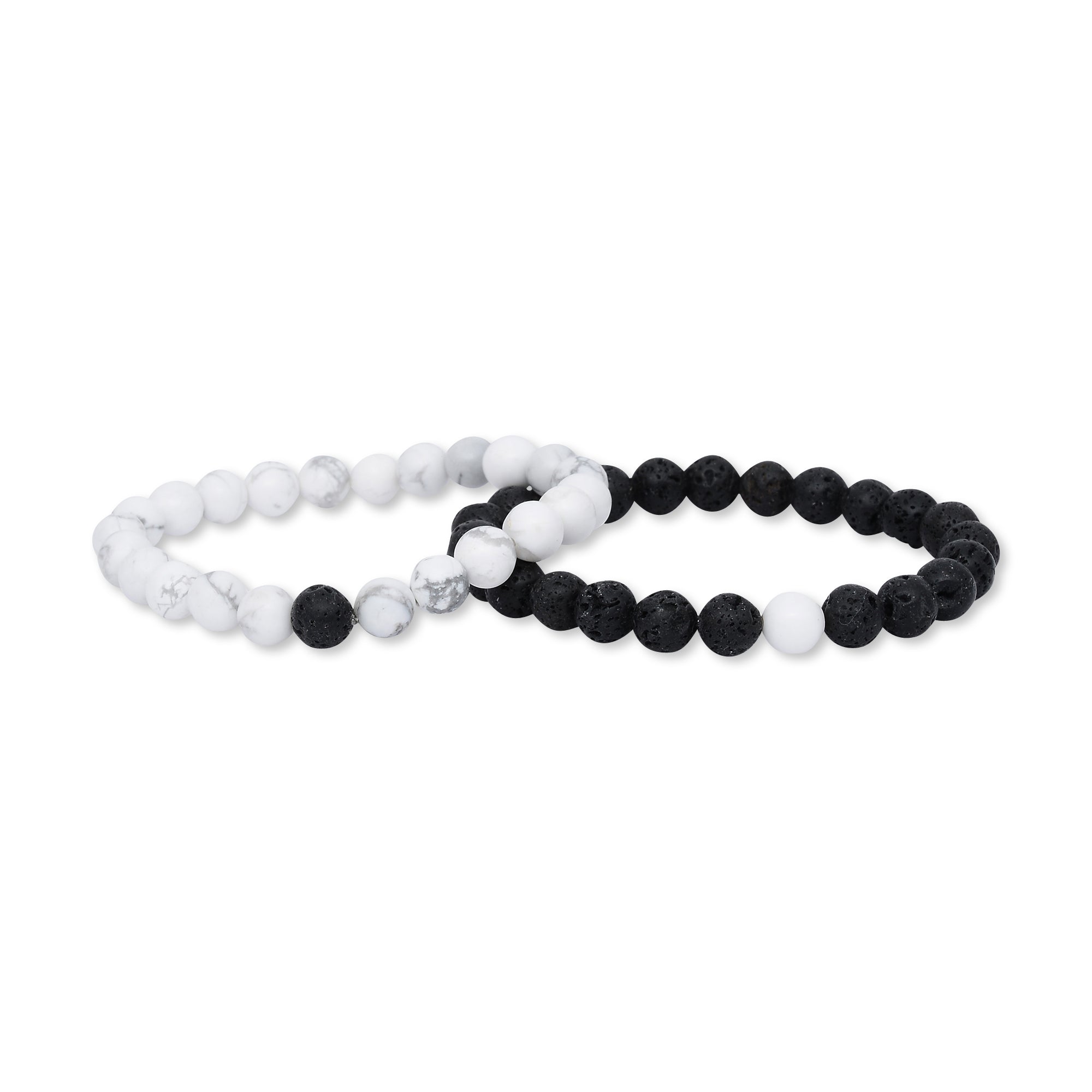 Black Lava & White Marble Bracelet Set