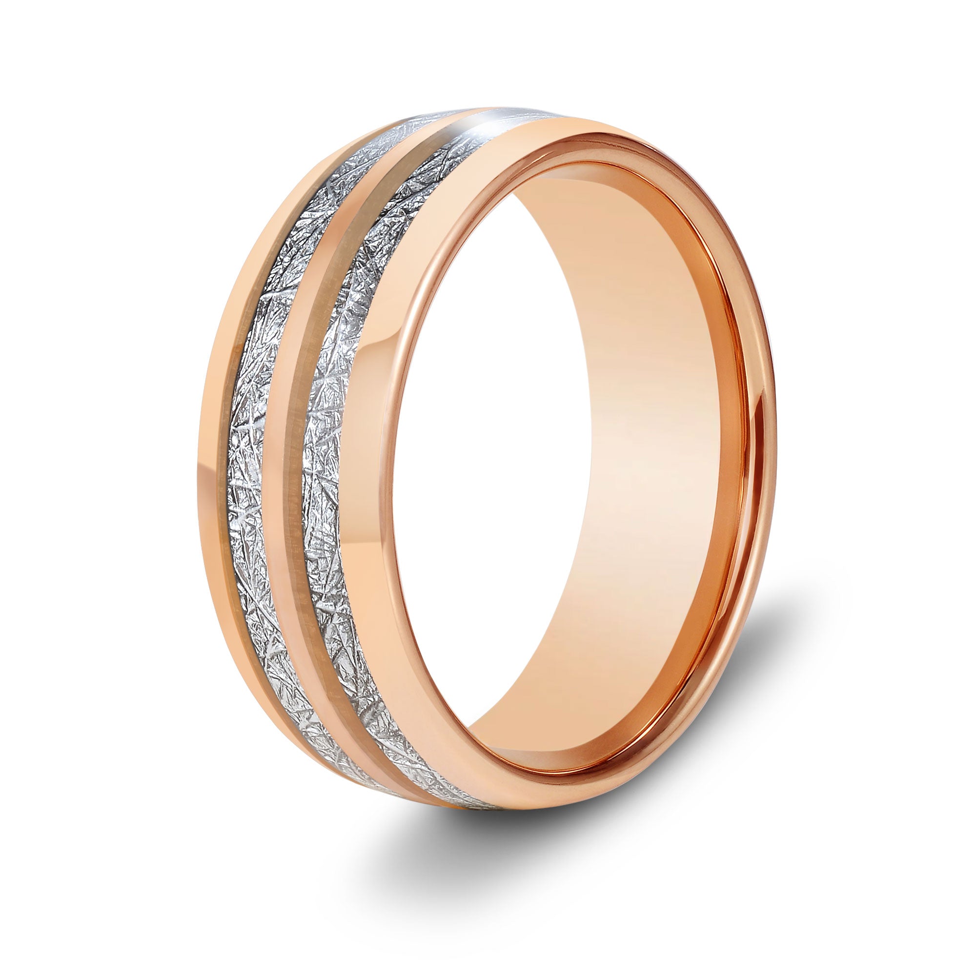 The Celebration - Rose Gold 8mm Meteorite Tungsten Ring