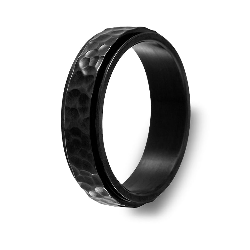 The Protector - Hammered Titanium Ring