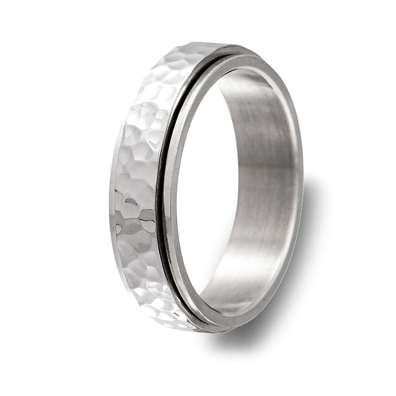 The Stalwart- Hammered Titanium Ring
