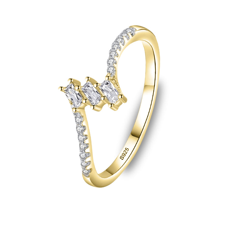 The Matilda Baguette V Band Engagement Wedding Ring