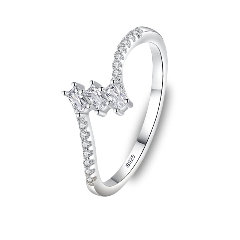 The Marlowe Baguette V Band Engagement Wedding Ring