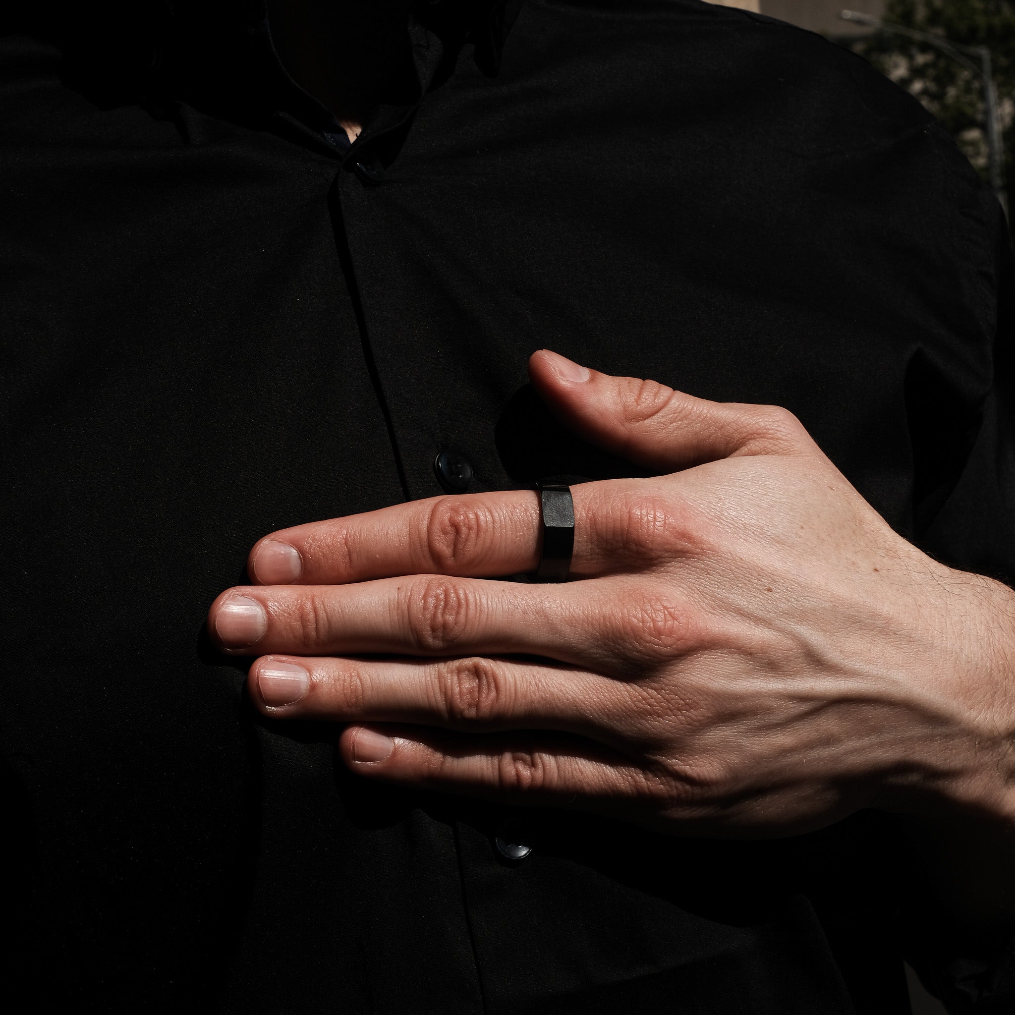 The Survivor - Black Signet Tungsten Ring