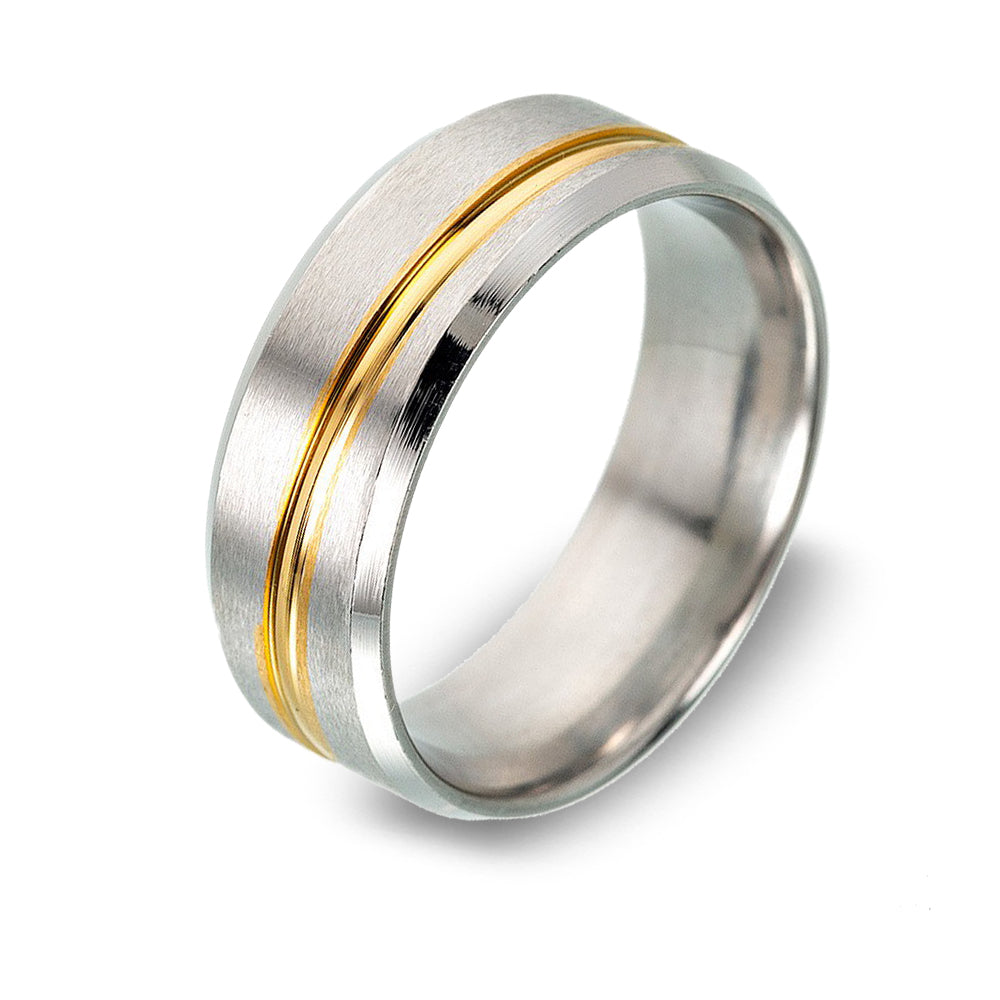 The Finley - Brushed Beveled Titanium Ring