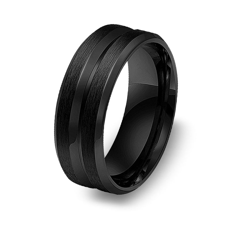 The Mason - Brushed Beveled Titanium Ring