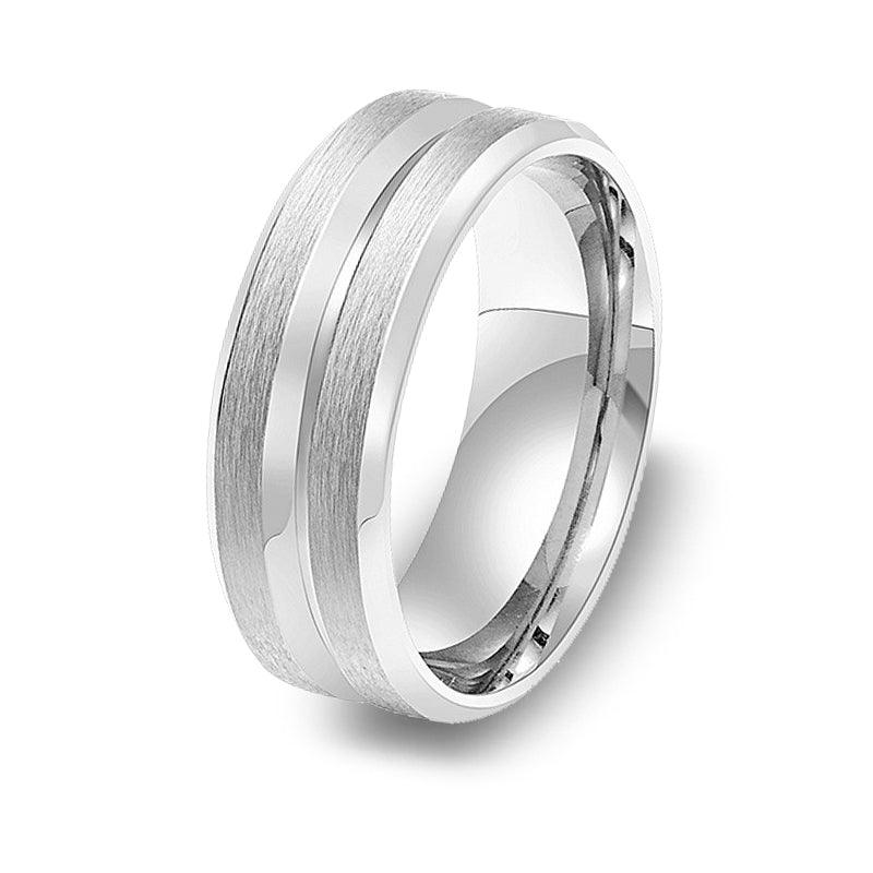 The Hanks - Brushed Beveled Titanium Ring