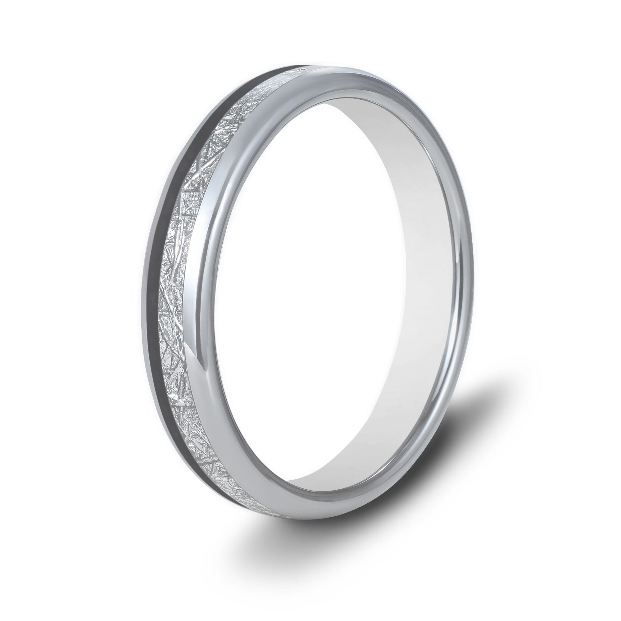 The Eternal - Silver 4mm Meteorite Tungsten Ring