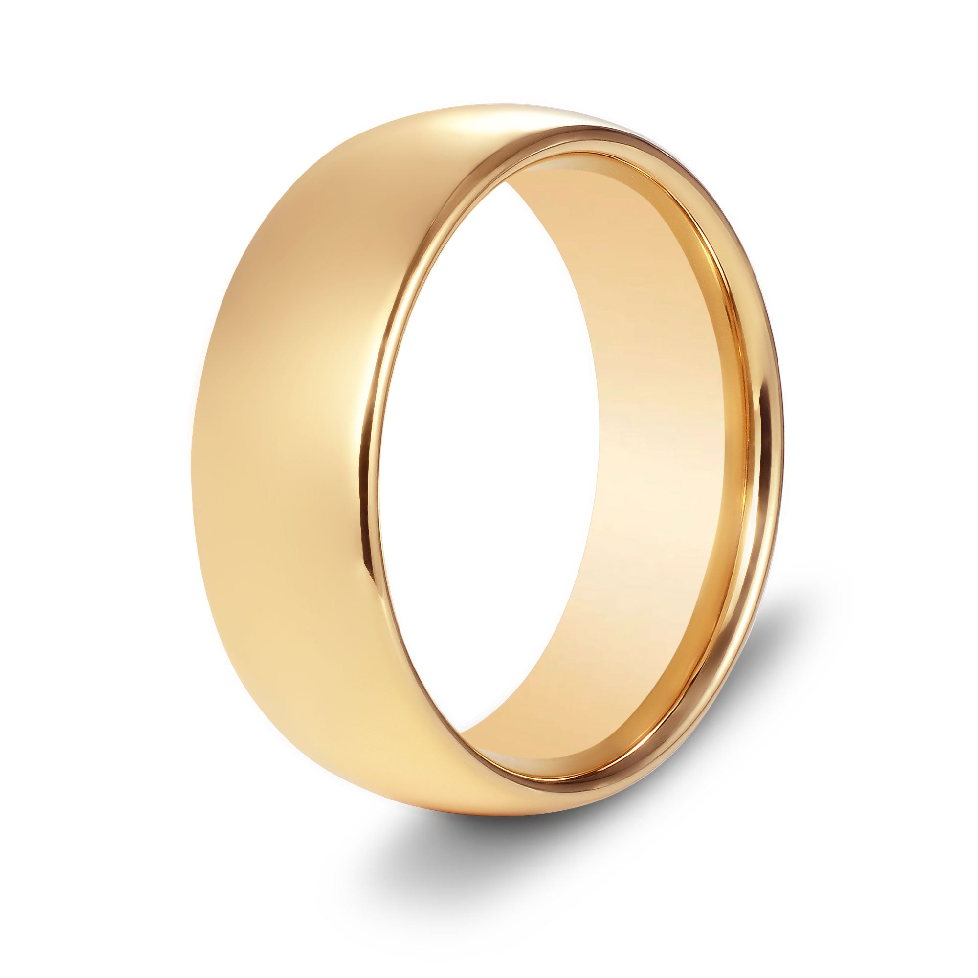 The Bond - Gold 8mm Tungsten Gloss Finish Curved Ring