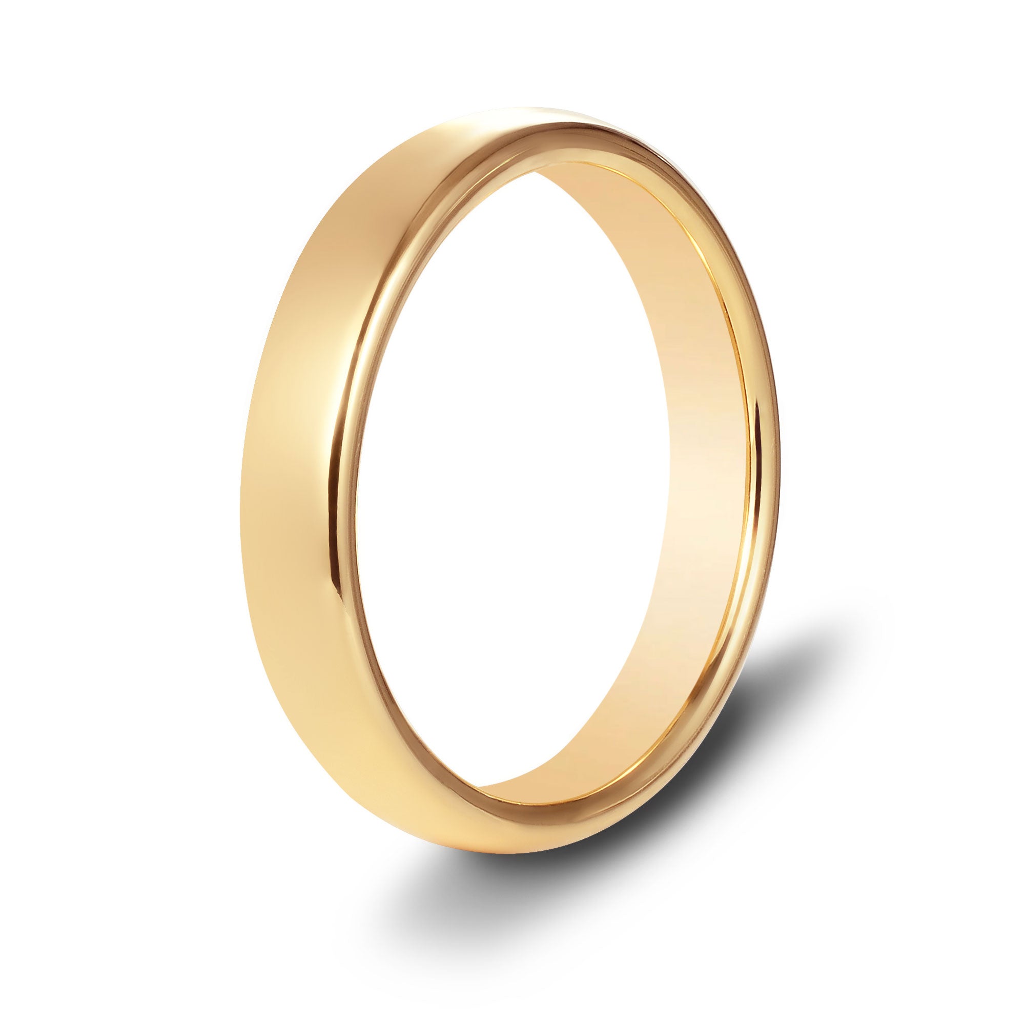 The Bond - Gold 4mm Tungsten Gloss Finish Curved Ring