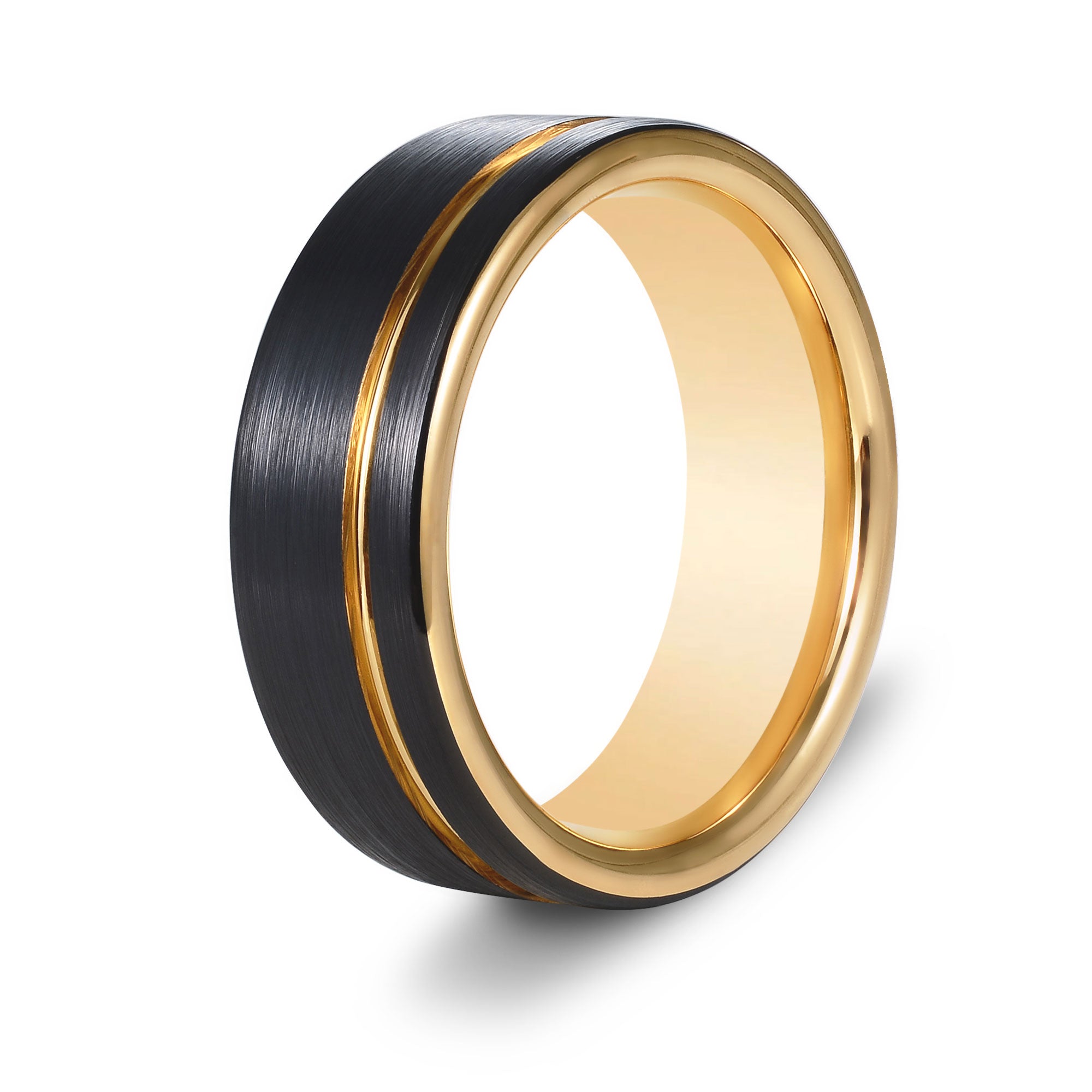 The Tycoon - Black Brushed Gold Inlay Tungsten Ring