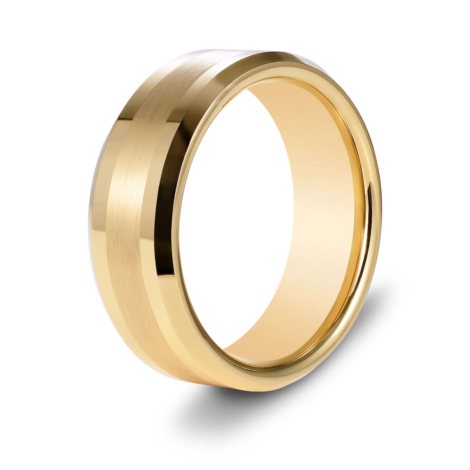 The Renowned - Gold Brushed Beveled Tungsten Ring