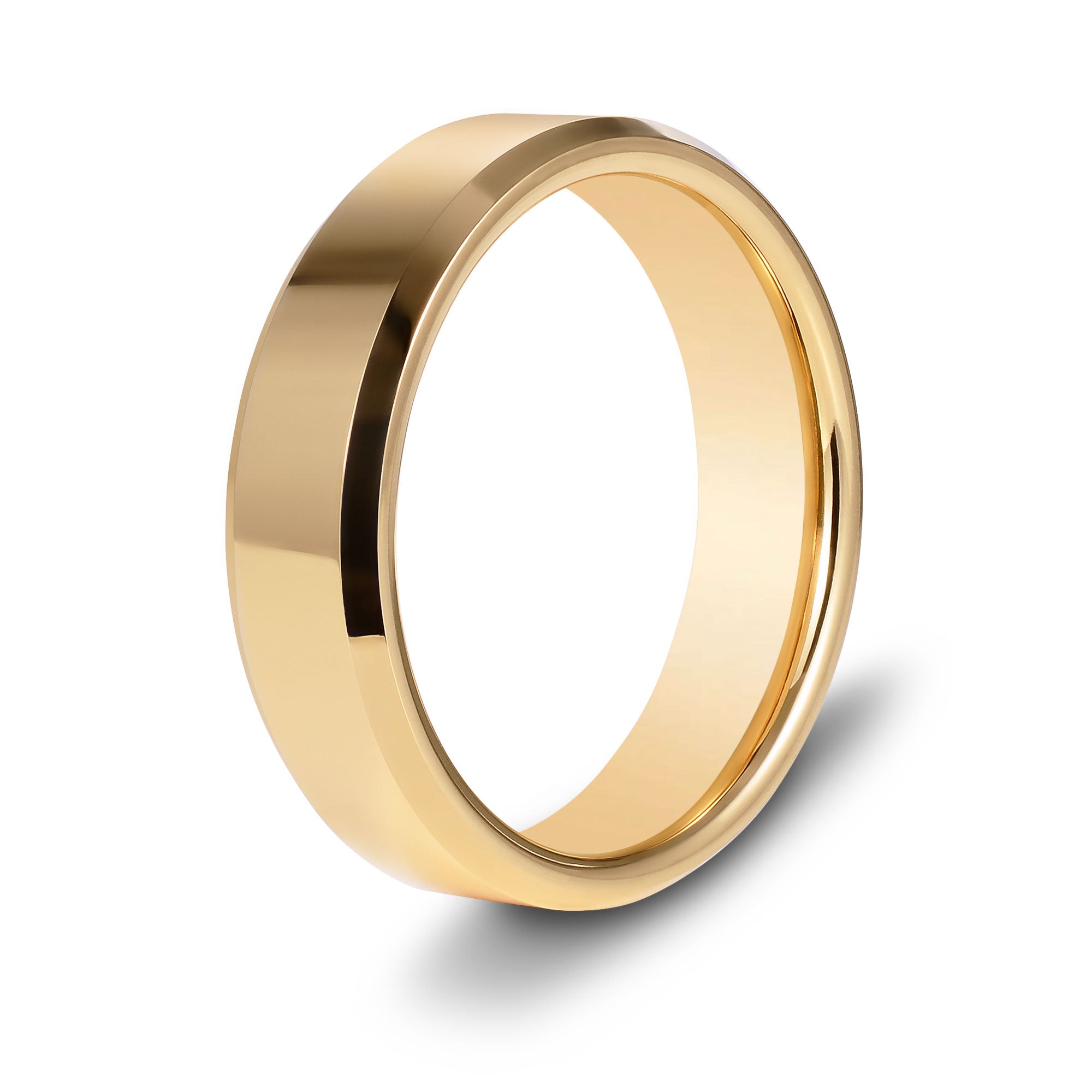 The Refined - Gold Beveled Gloss Finish Tungsten Ring