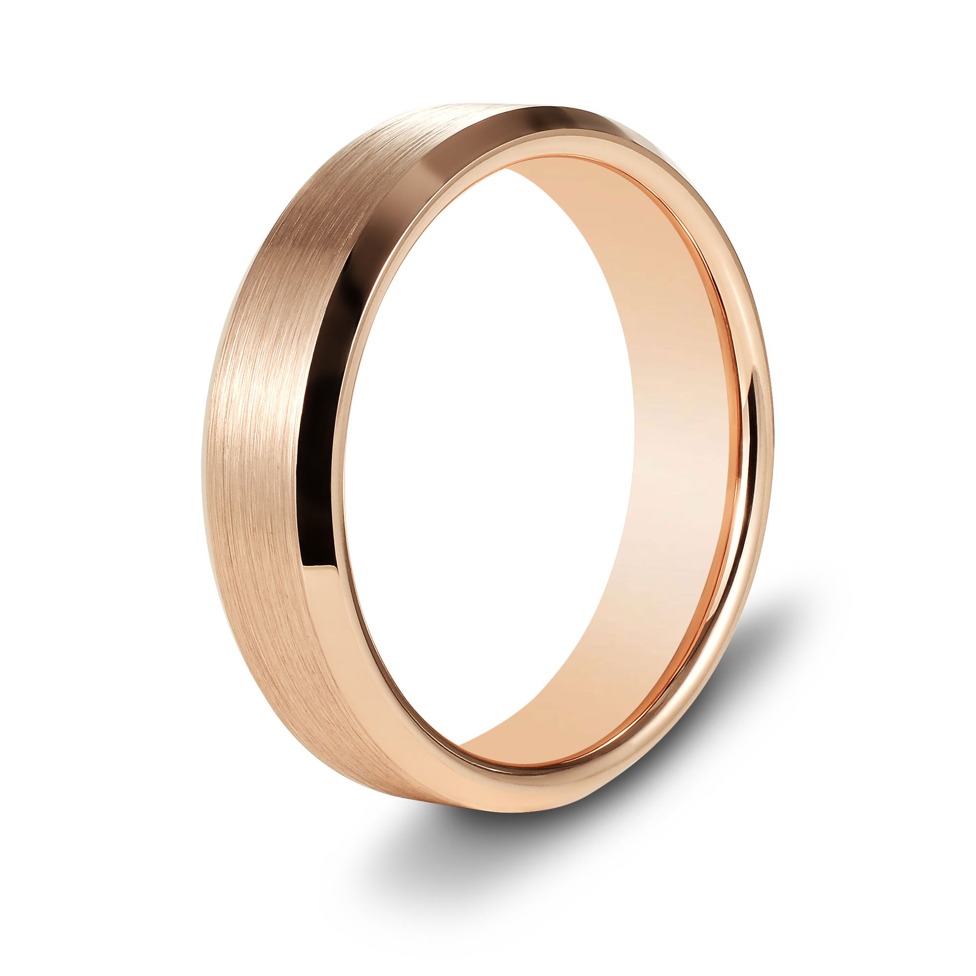 The Luxe - Rose Gold Brushed Beveled Tungsten Ring