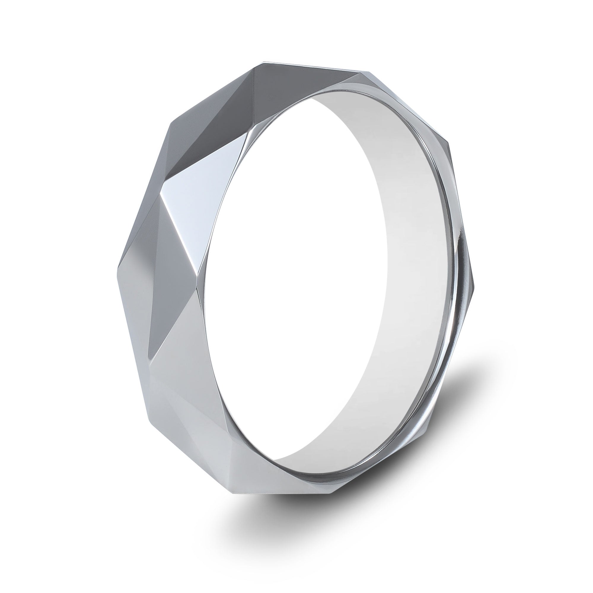 The Fighter - Silver Beveled Tungsten Ring