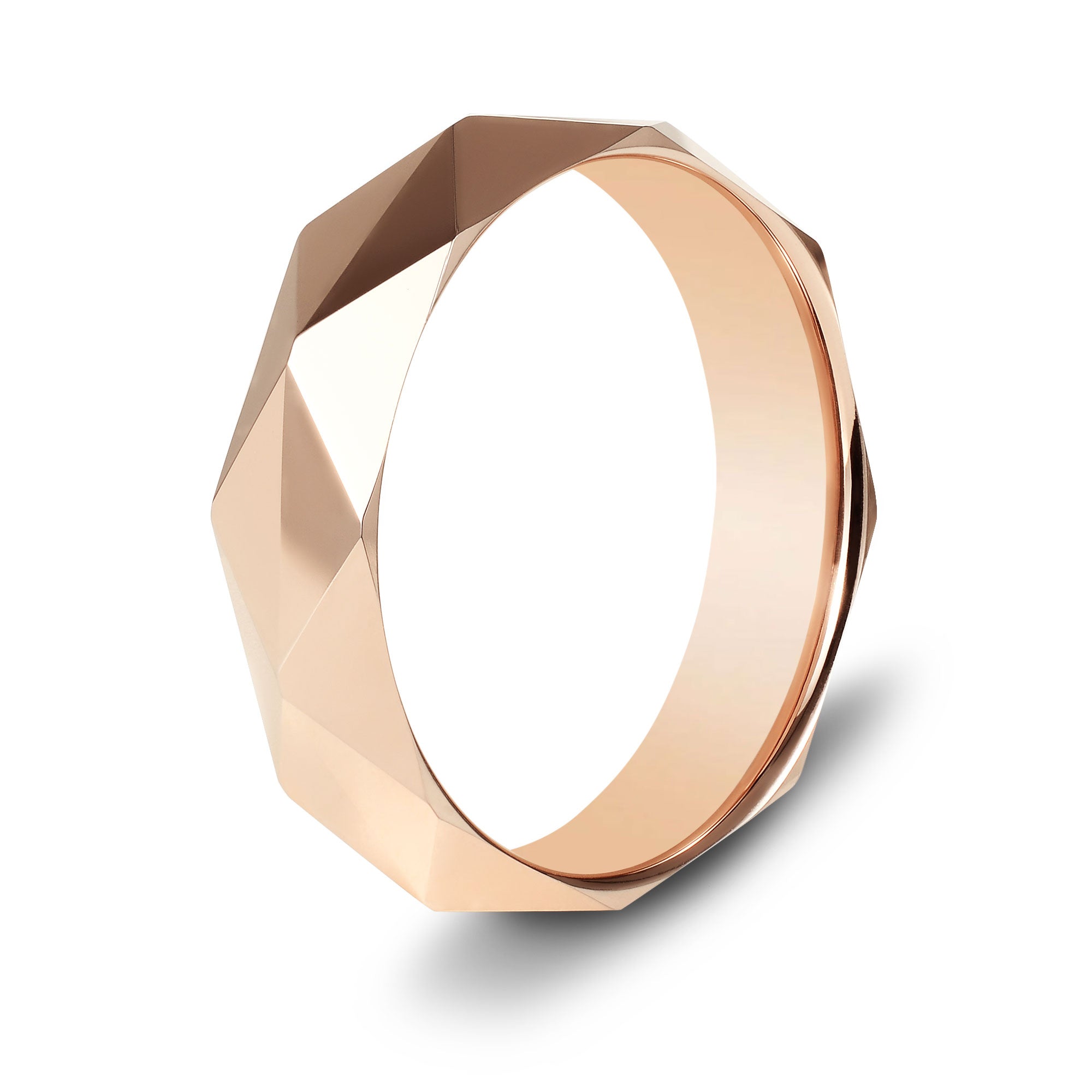 The Brave - Rose Gold Beveled Tungsten Ring