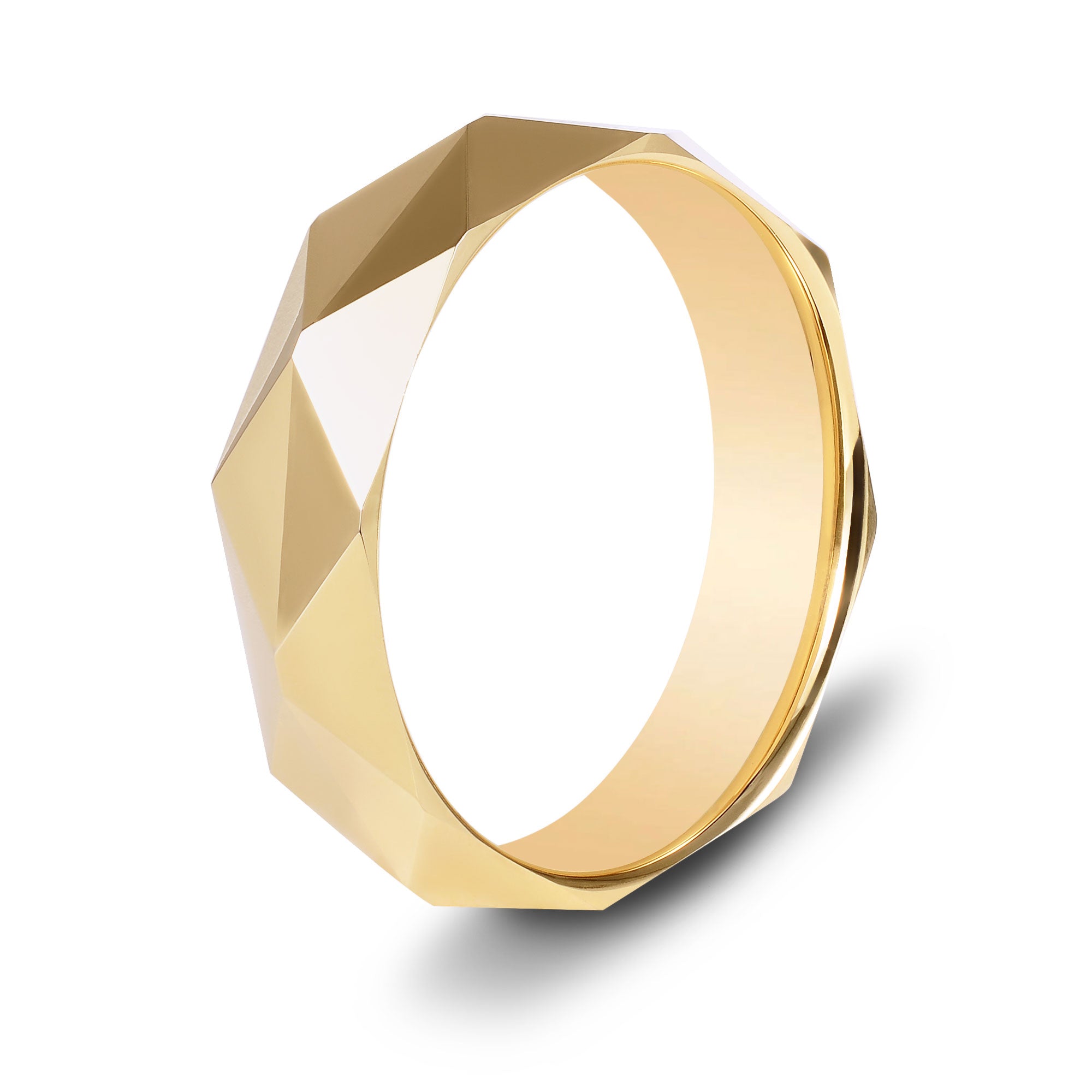 The Admiral - Gold Beveled Tungsten Ring