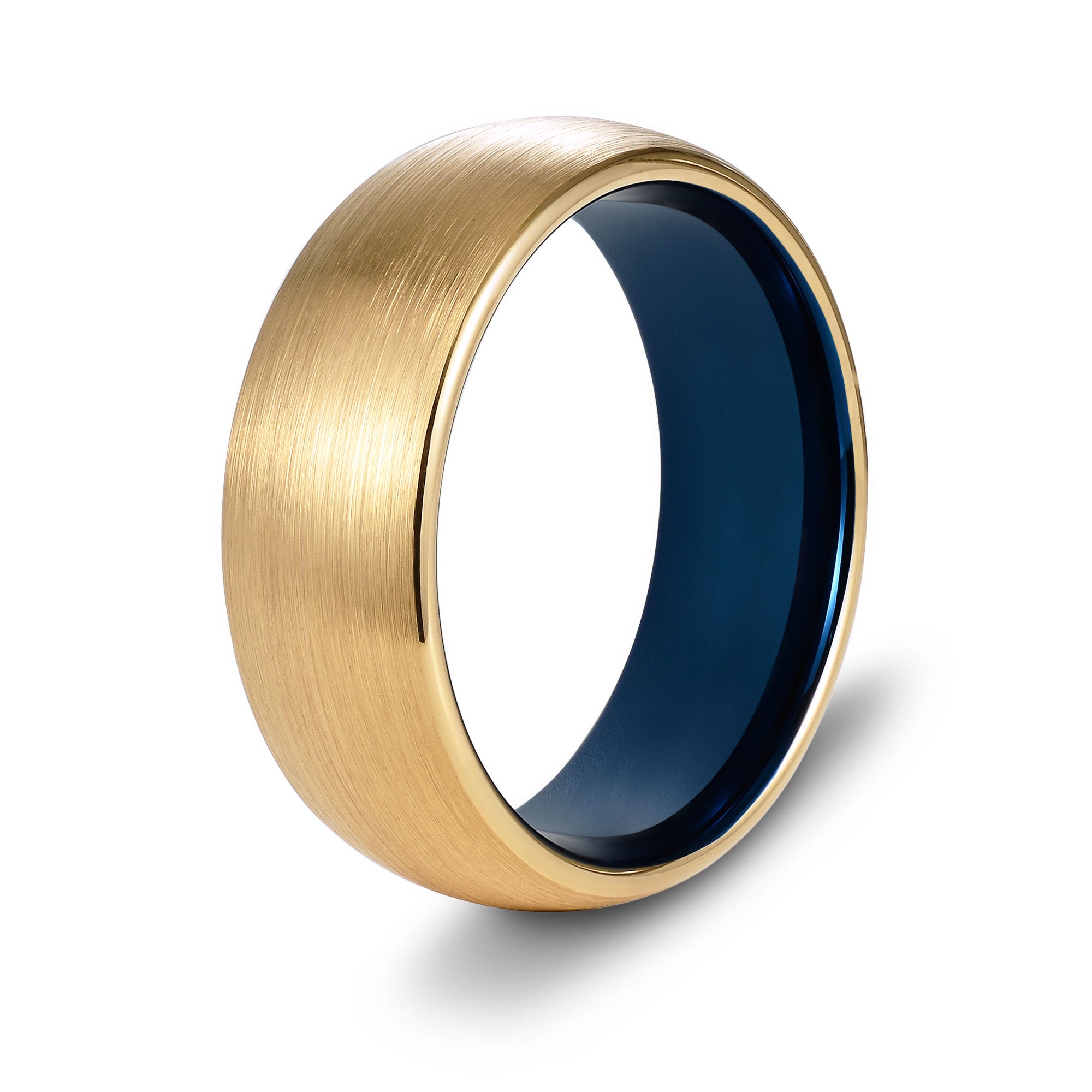 The King - Gold Brushed Curved Tungsten Ring