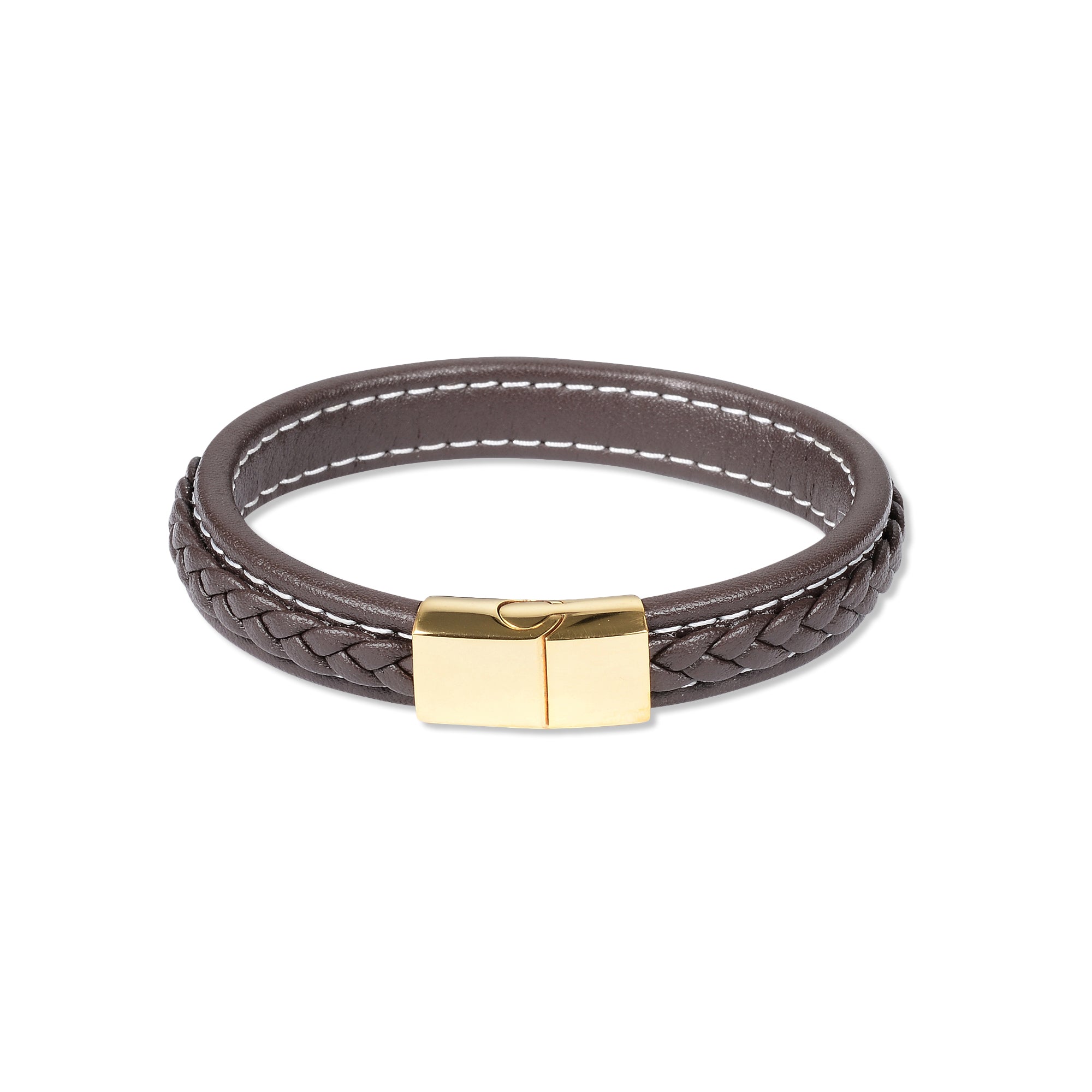 Brown Braided Stainless Steel Bracelet