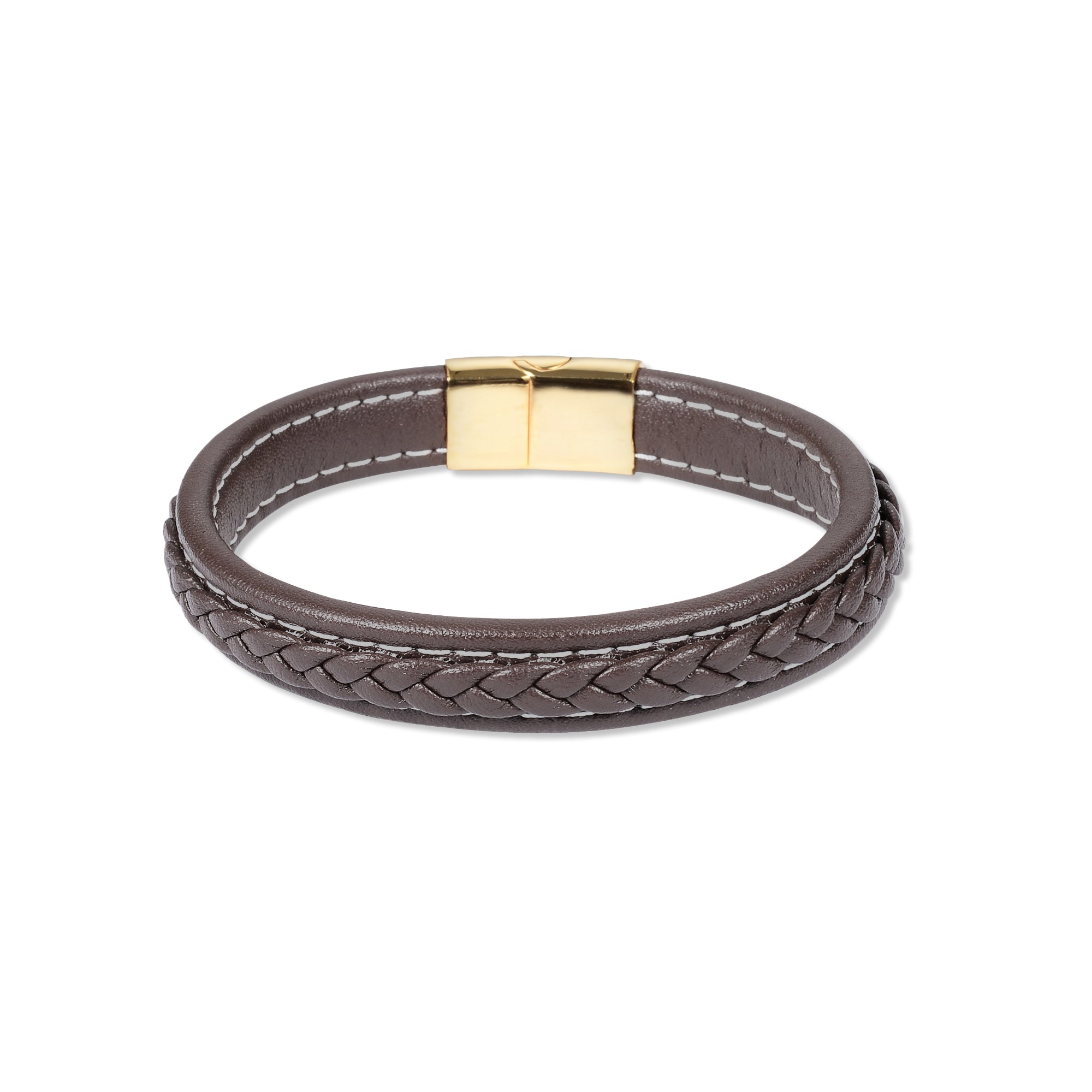 Brown Braided Stainless Steel Bracelet