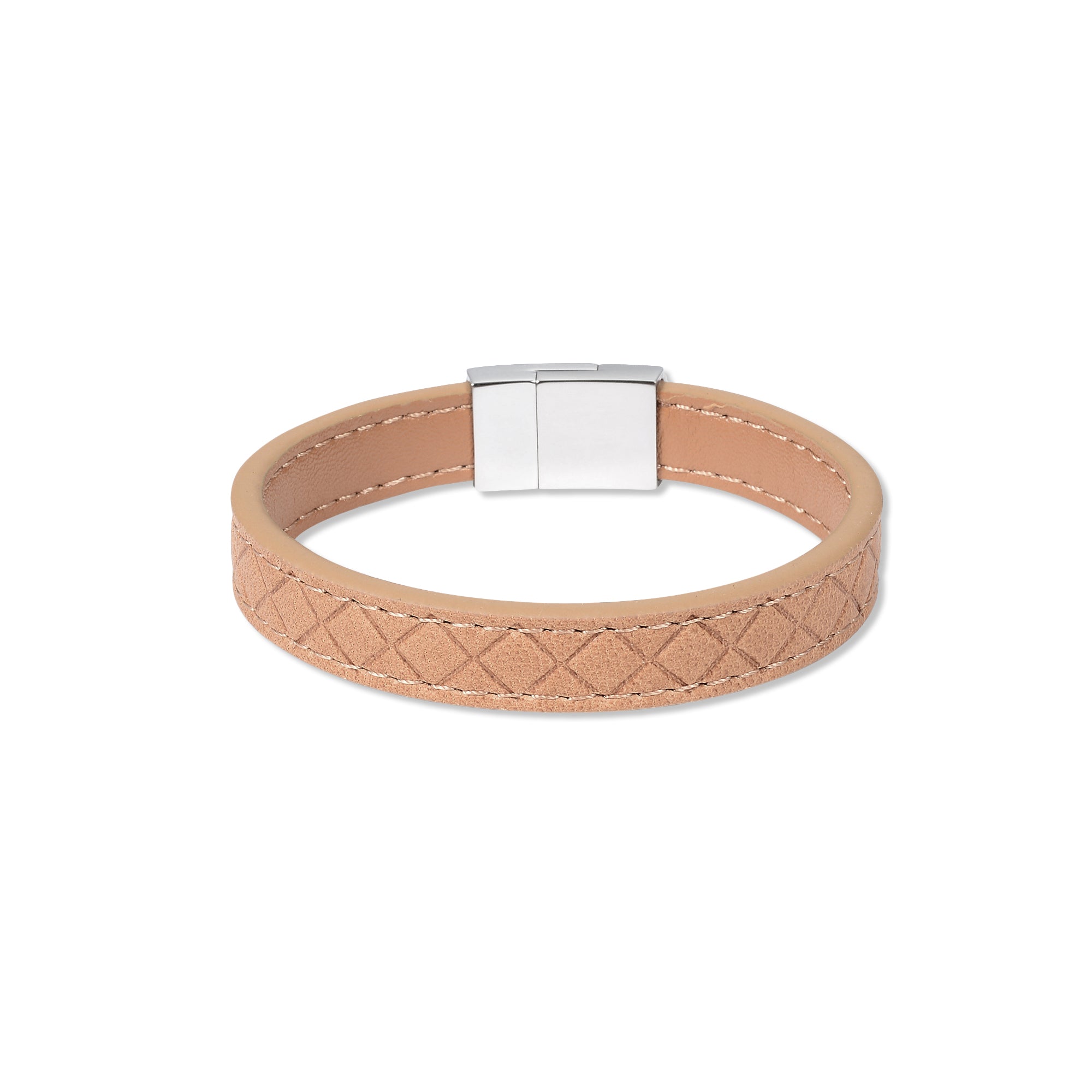 Tan Stitched Stainless Steel Bracelet