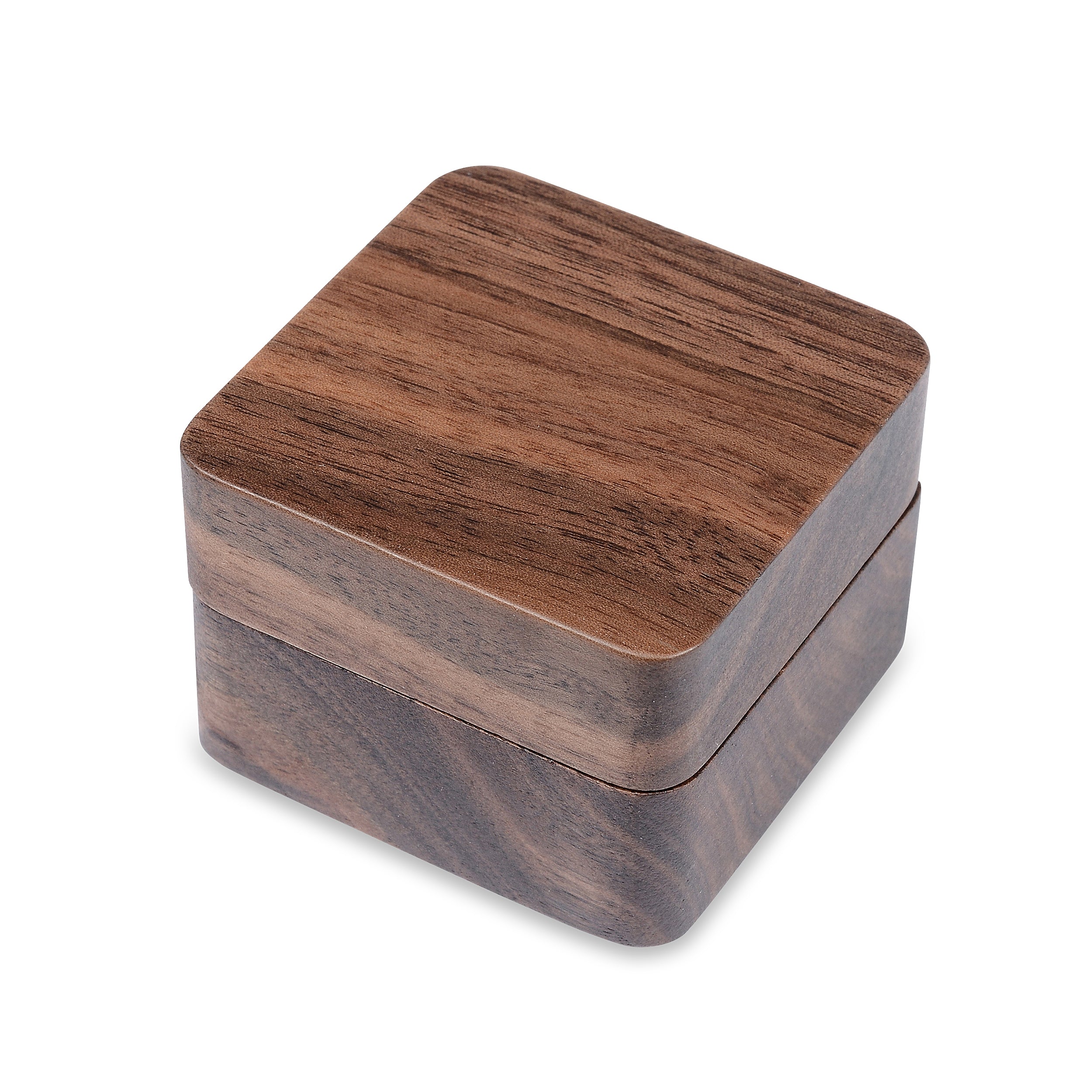 Red Double Ring Case - Premium Real Wood Velvet Cushion Ring Box With Magnetic Lid