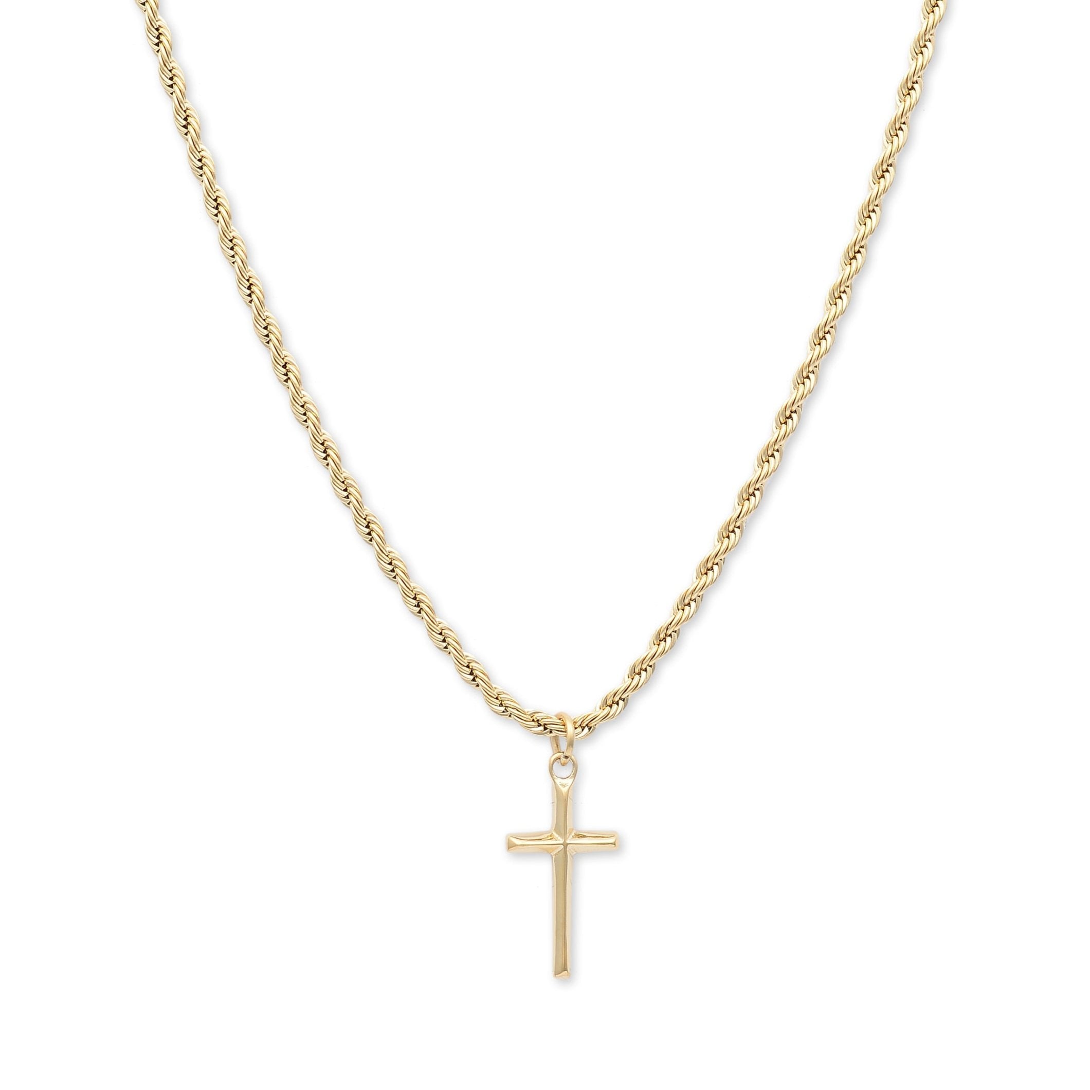 Cross Pendant Twist Chain Necklace (Gold)