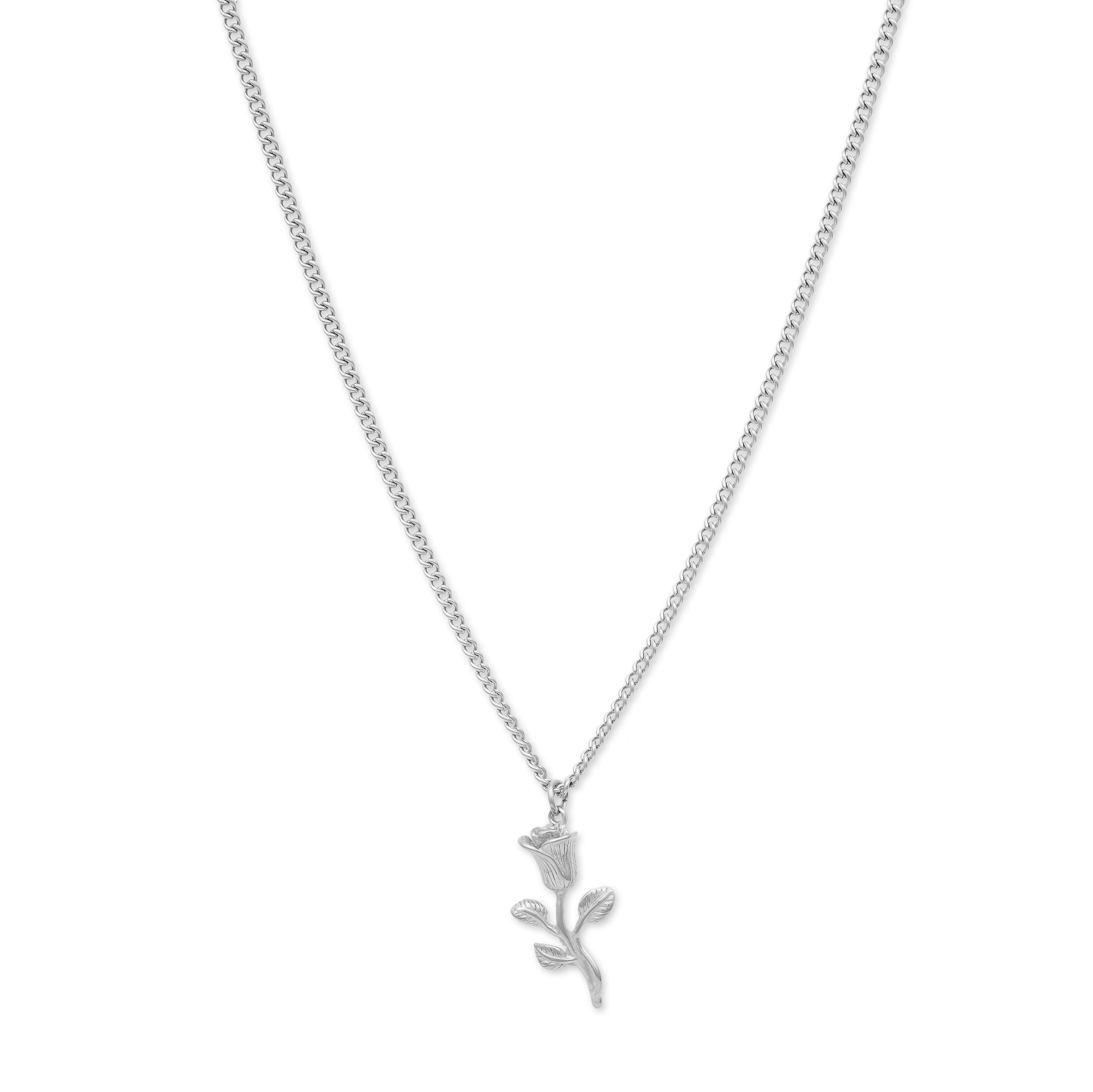 Rose Pendant Necklace (Silver)