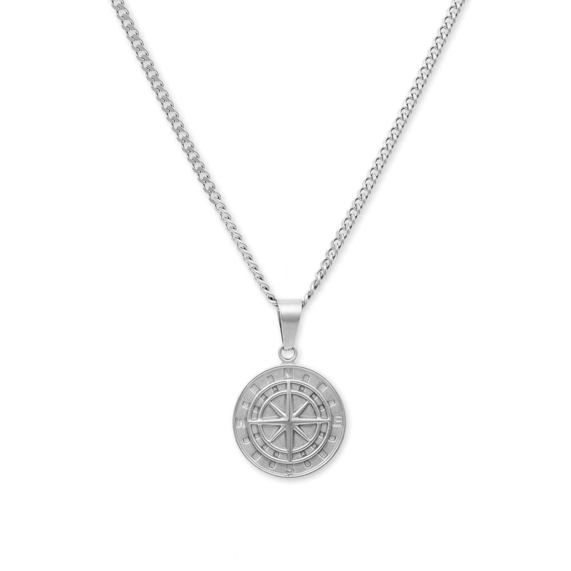 Compass Pendant Necklace (Silver)