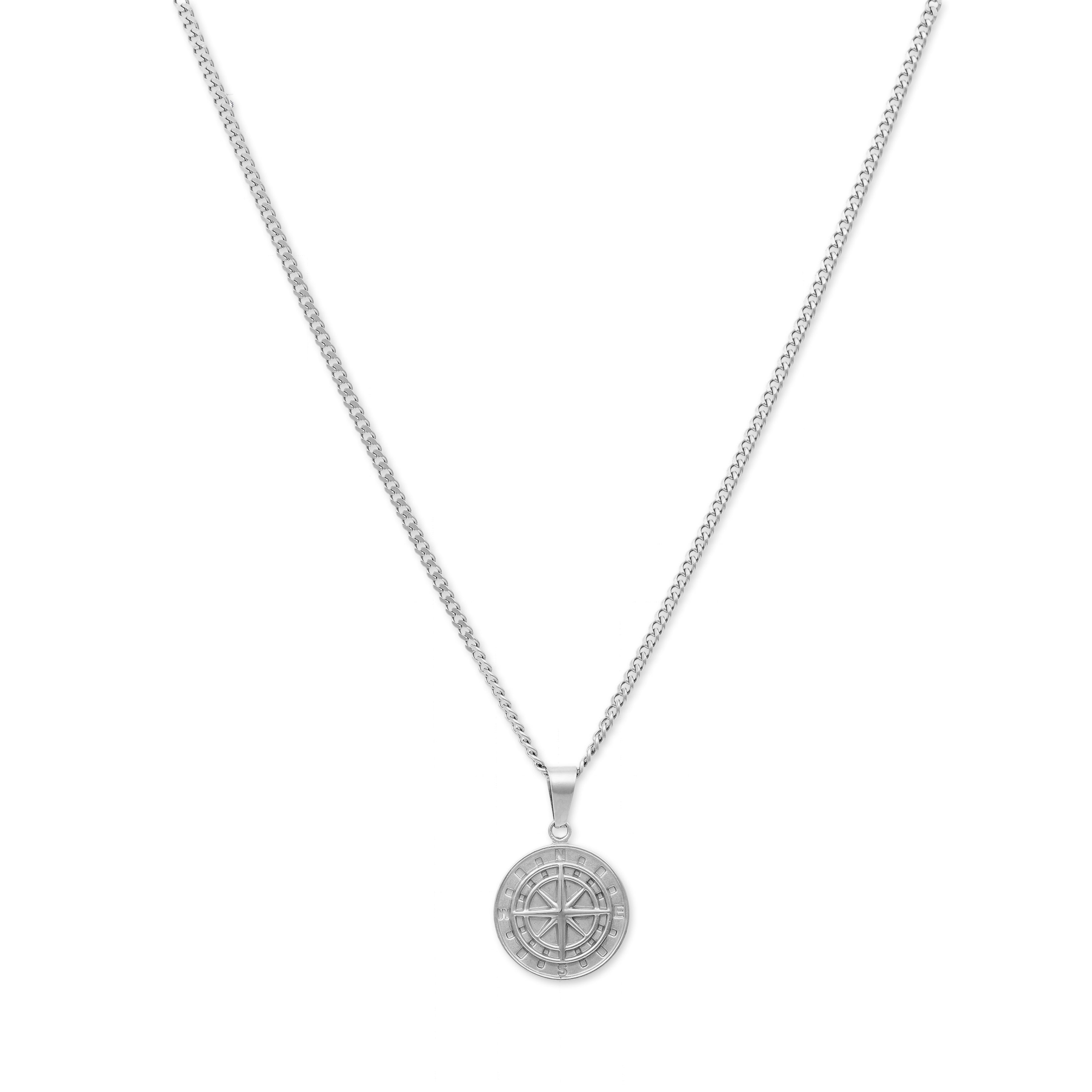 Compass Pendant Necklace (Silver)