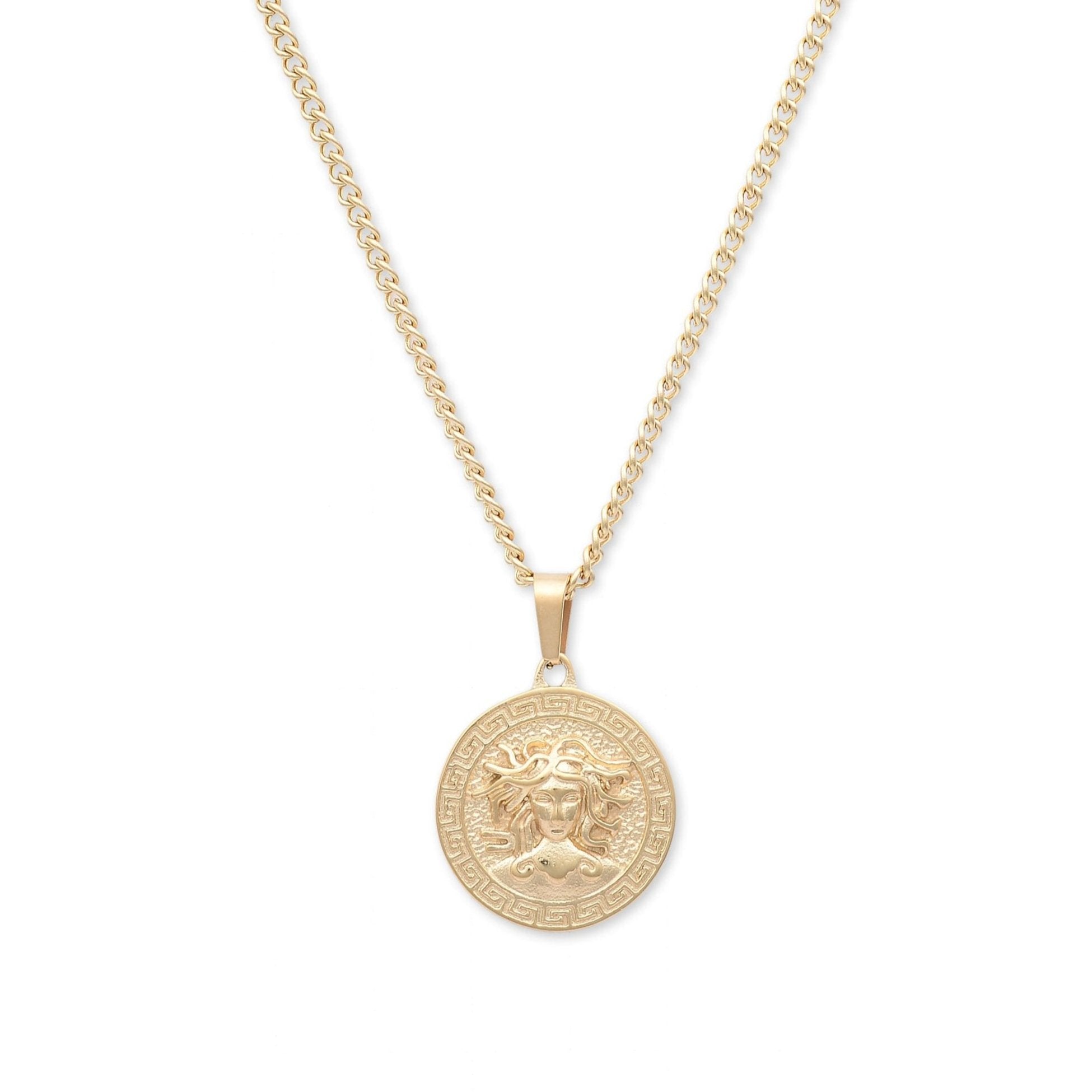 Medusa Coin Pendant Necklace (Gold)