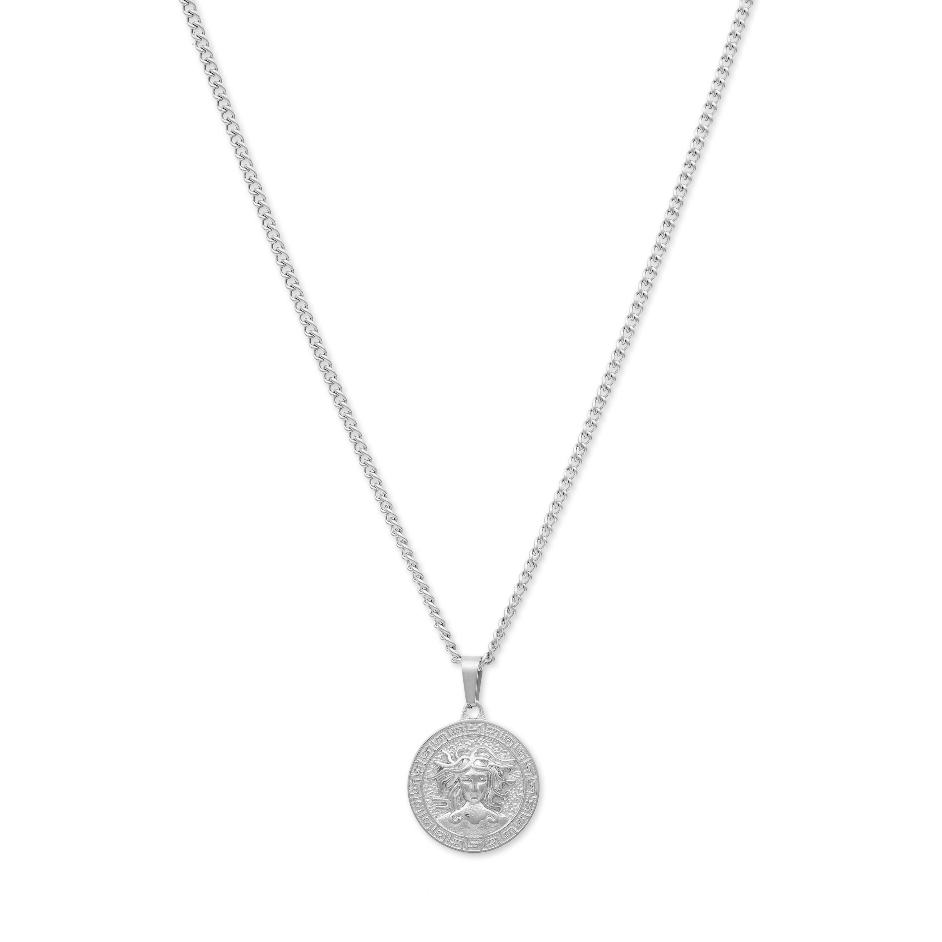 Medusa Coin Pendant Necklace (Silver)