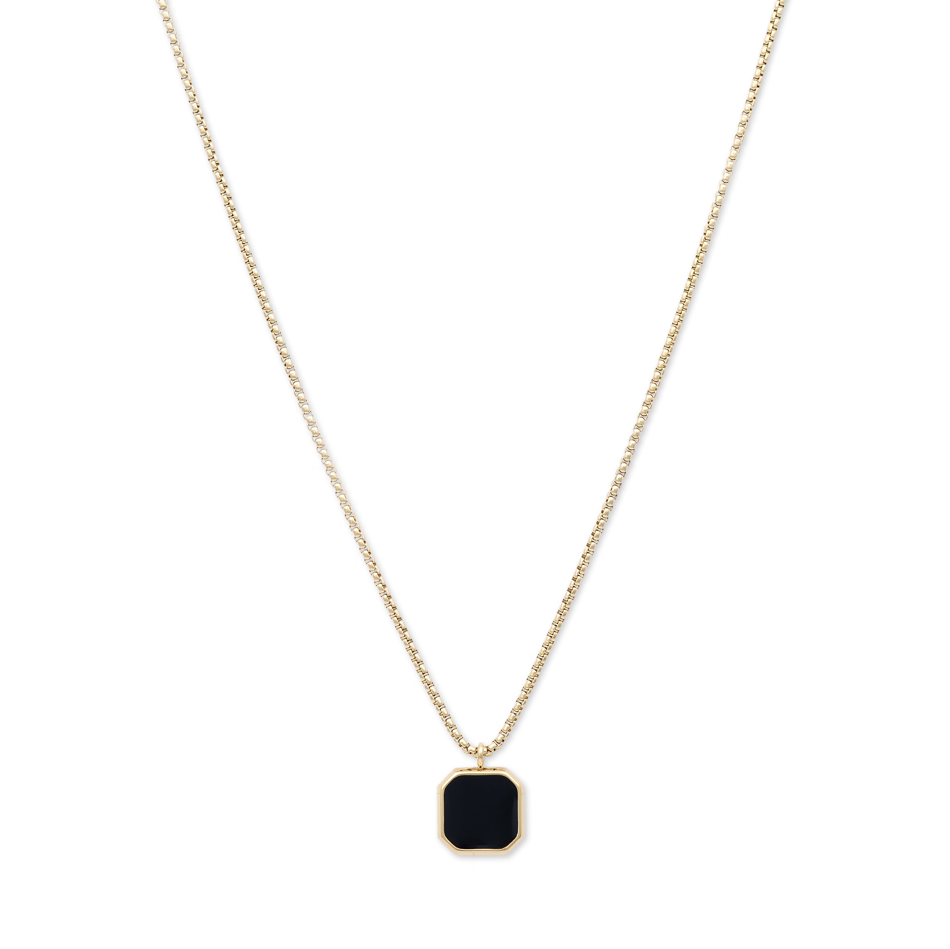 Square Lacquered Pendant Necklace (Gold)