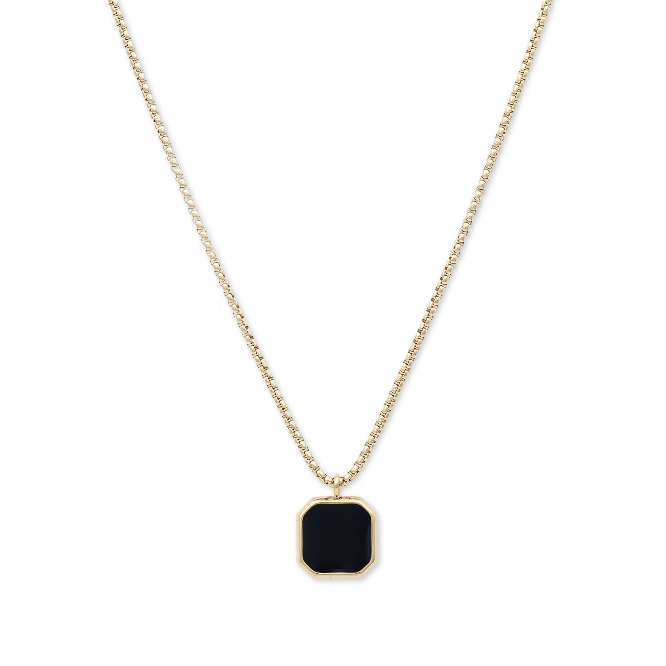 Square Lacquered Pendant Necklace (Gold)