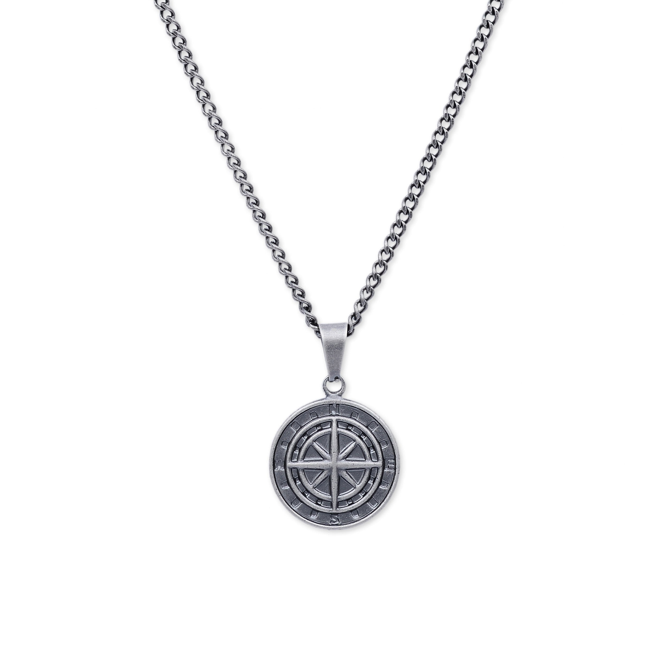 Compass Pendant Necklace (Black)